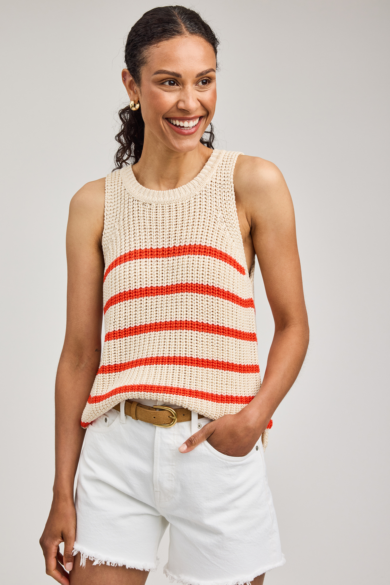Andrea Grenadine Stripe Knit Tank
