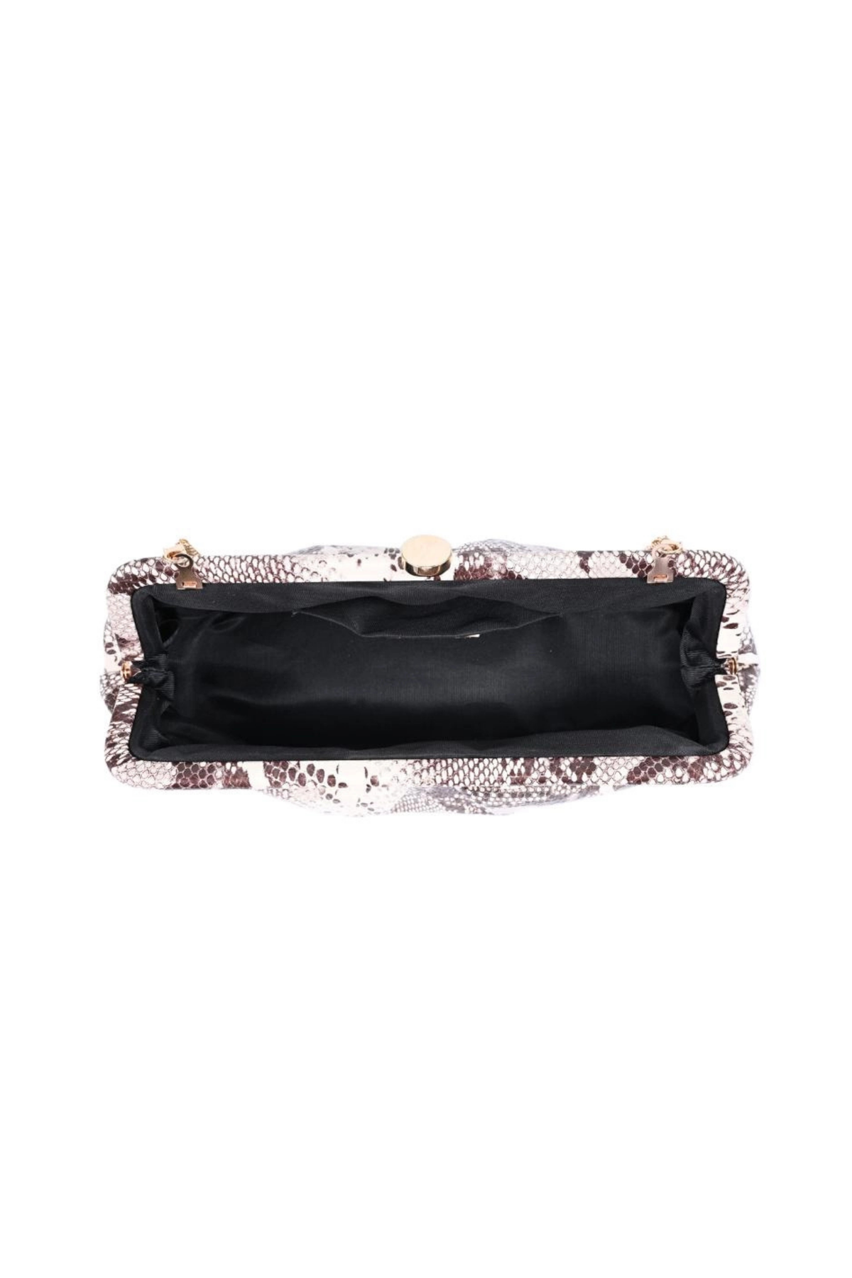 Kit Brown Snake Print Clutch