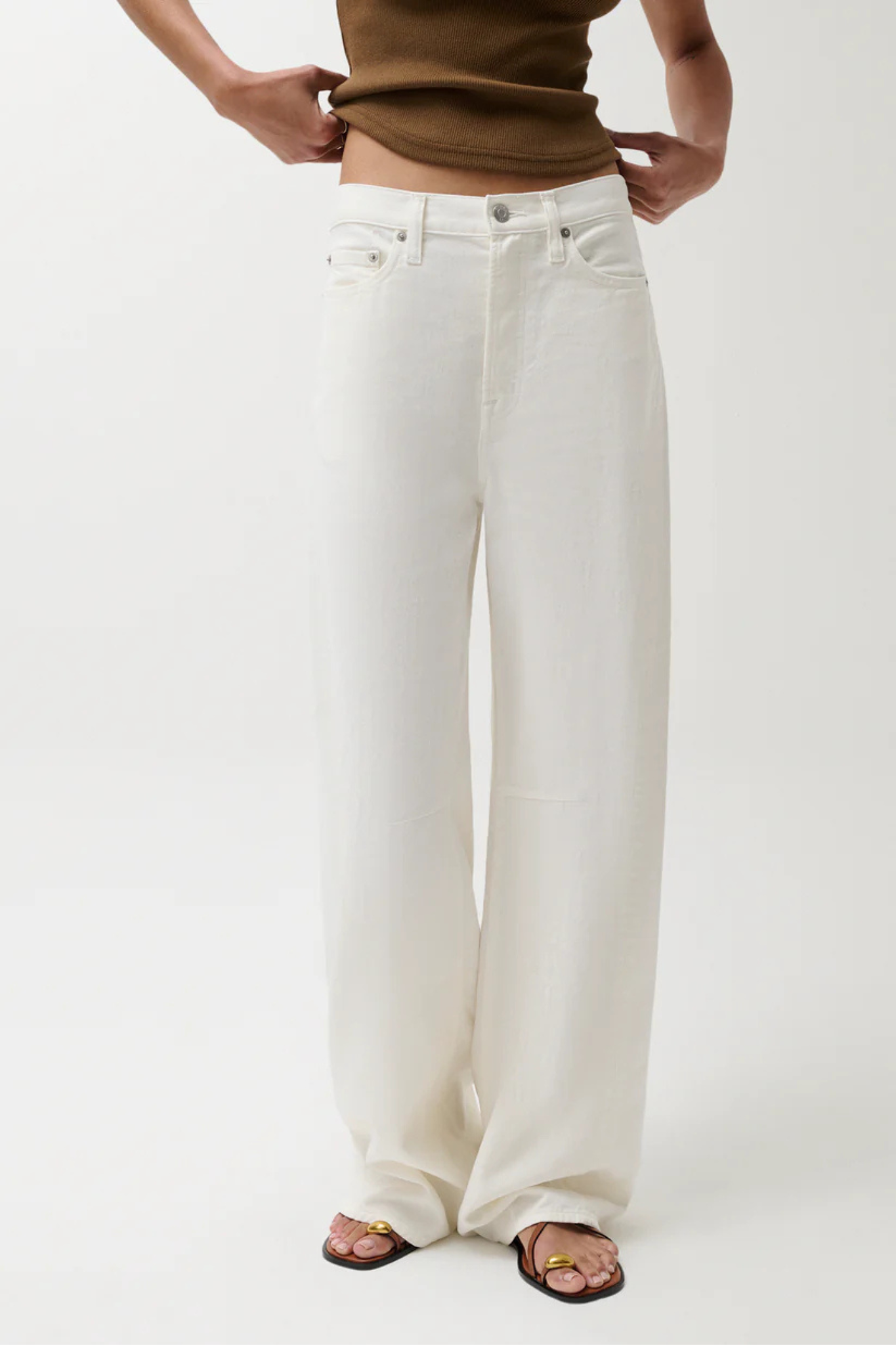 Sydney Egret High Rise Linen Bowed Wide Leg
