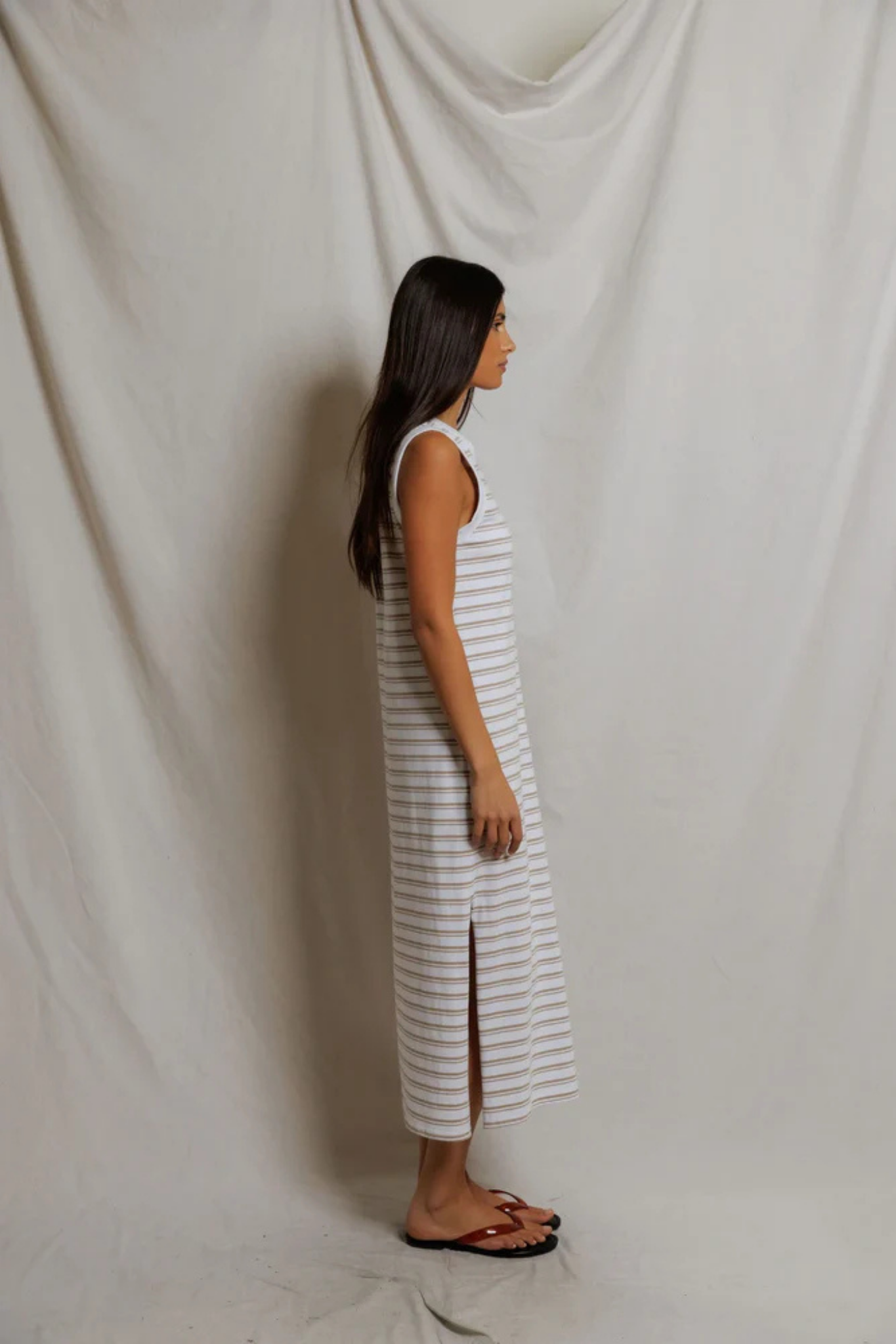 Lanell Driftwood Stripe Midi Dress