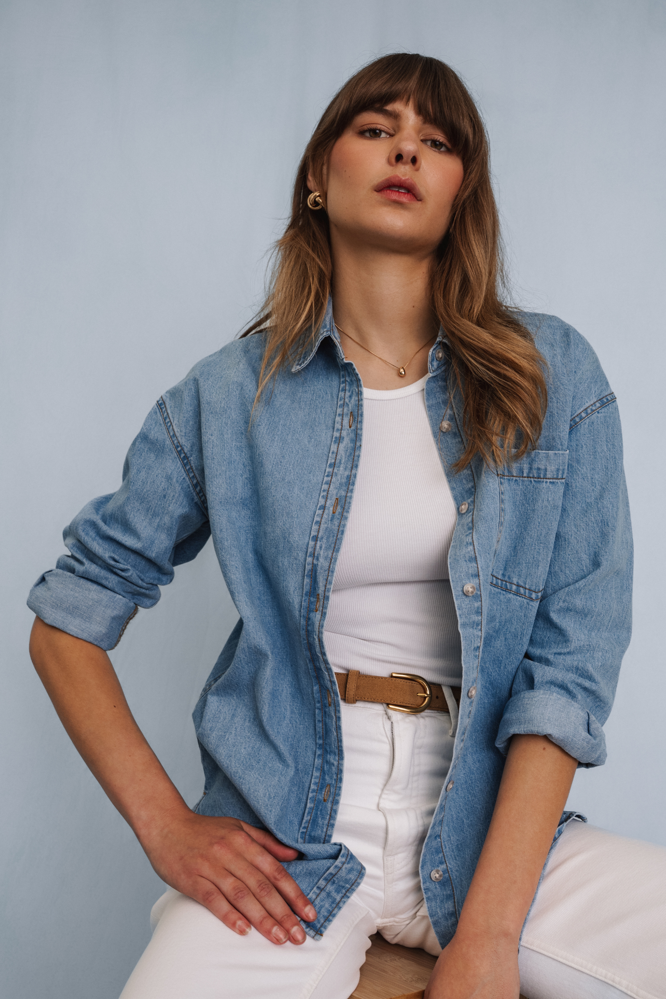 Whitney Light Wash Denim Button Down