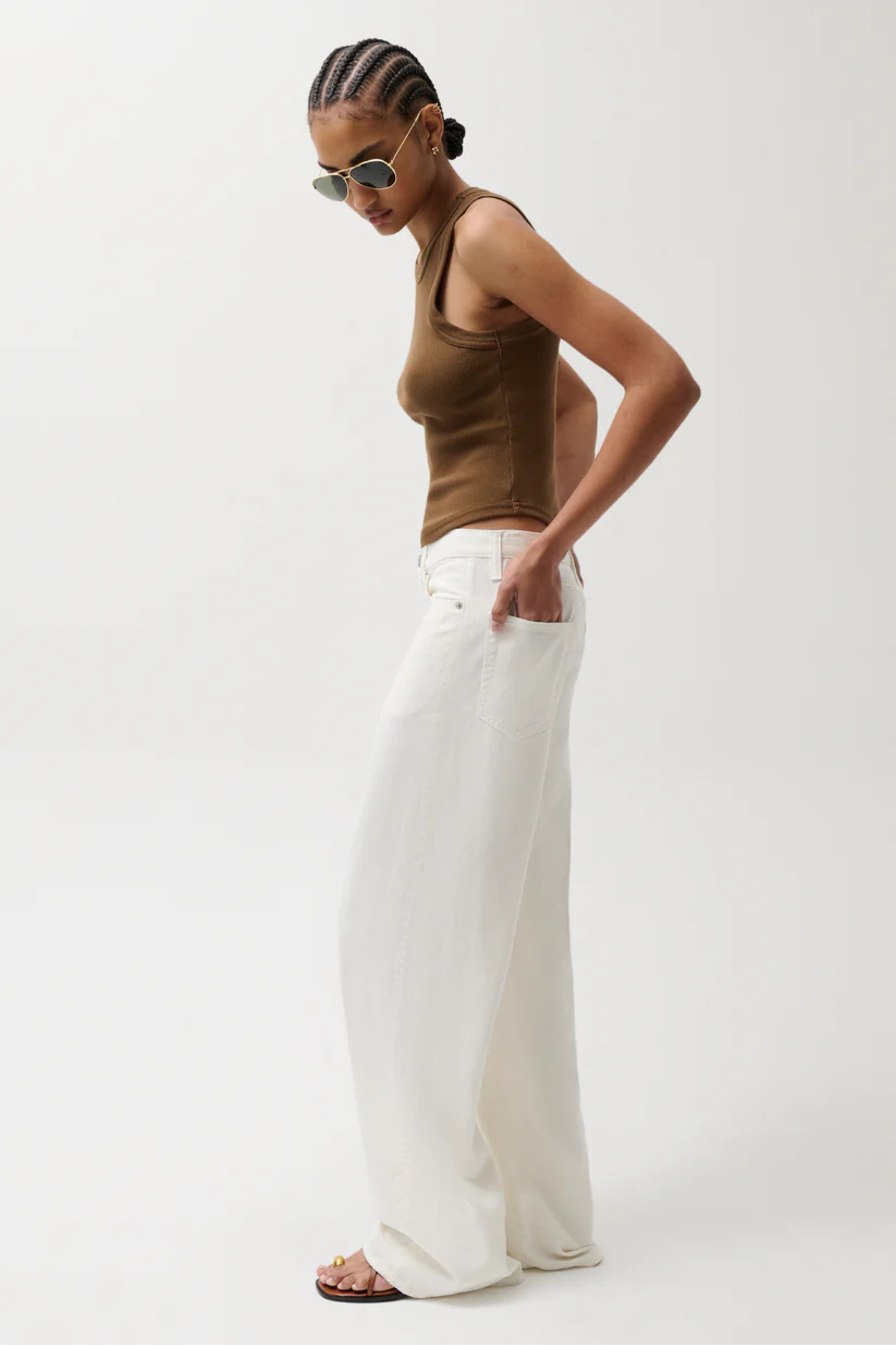 Sydney Egret High Rise Linen Bowed Wide Leg