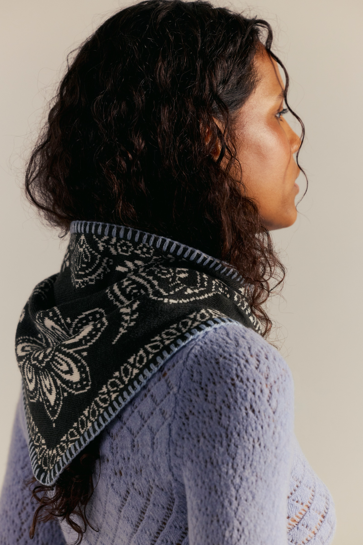 Carmen White Knitted Triangle Scarf