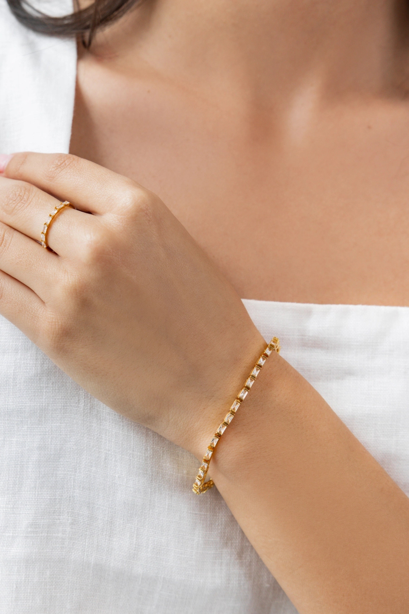 18K Gold Baguette Tennis Bracelet