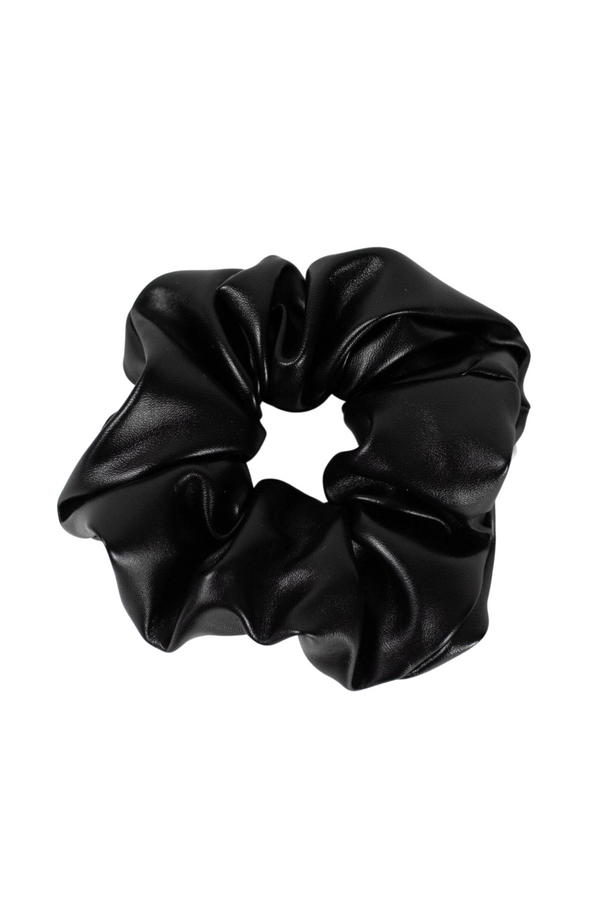 Black Vegan Leather Scrunchie