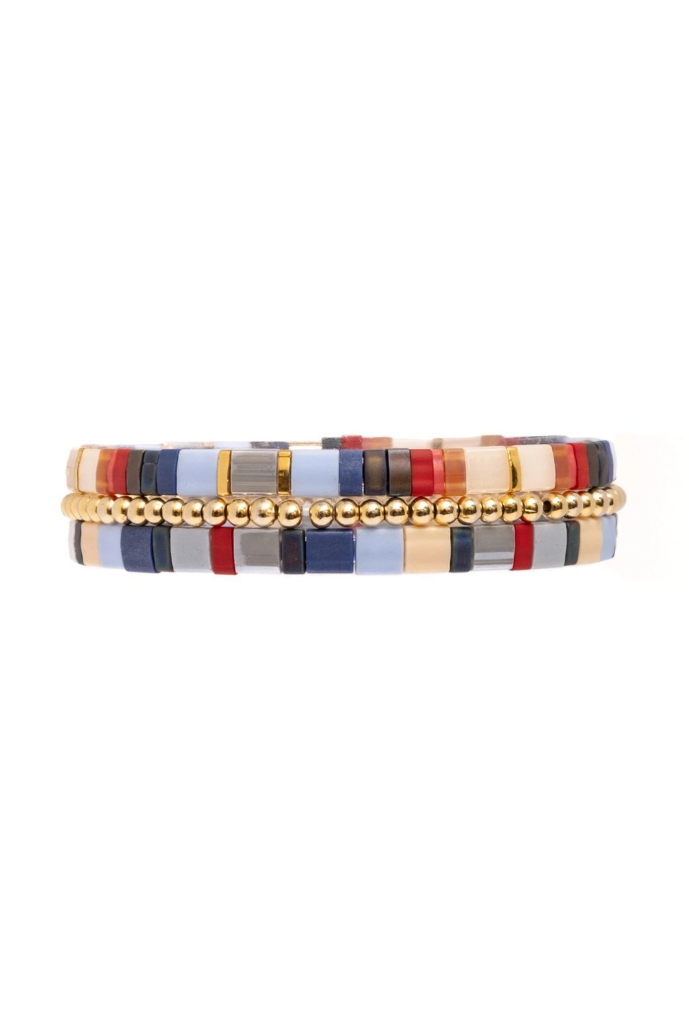 Blue/Red Tile Bracelet Set