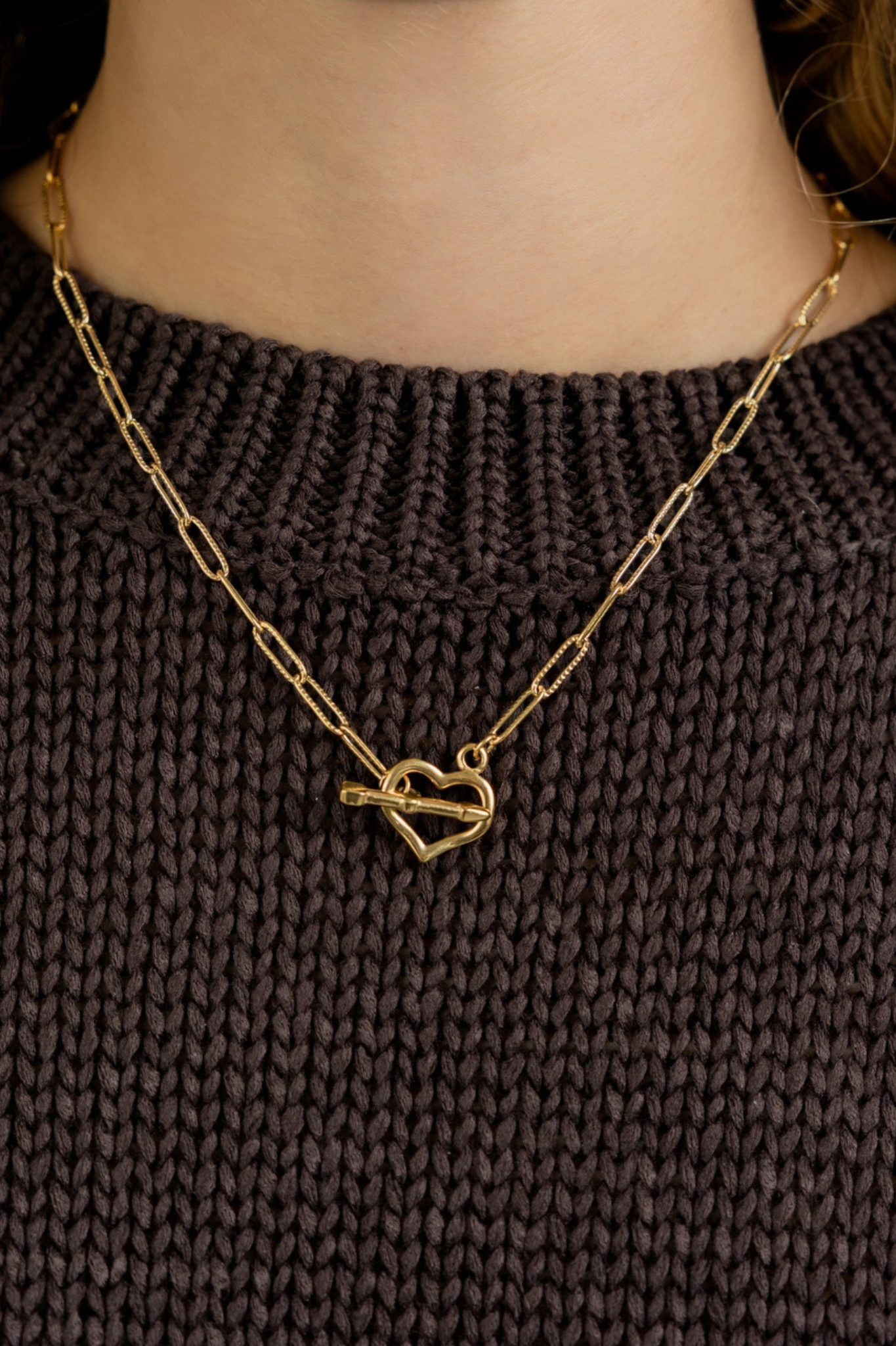 Gold Heart Toggle Necklace