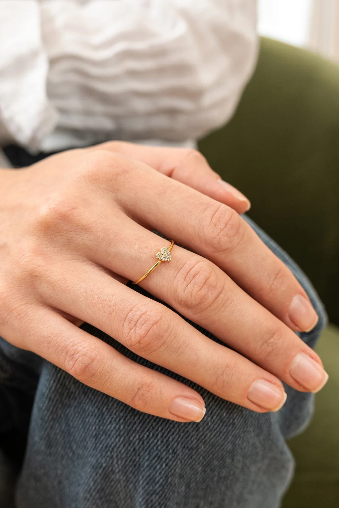Dainty Diamond Heart Ring