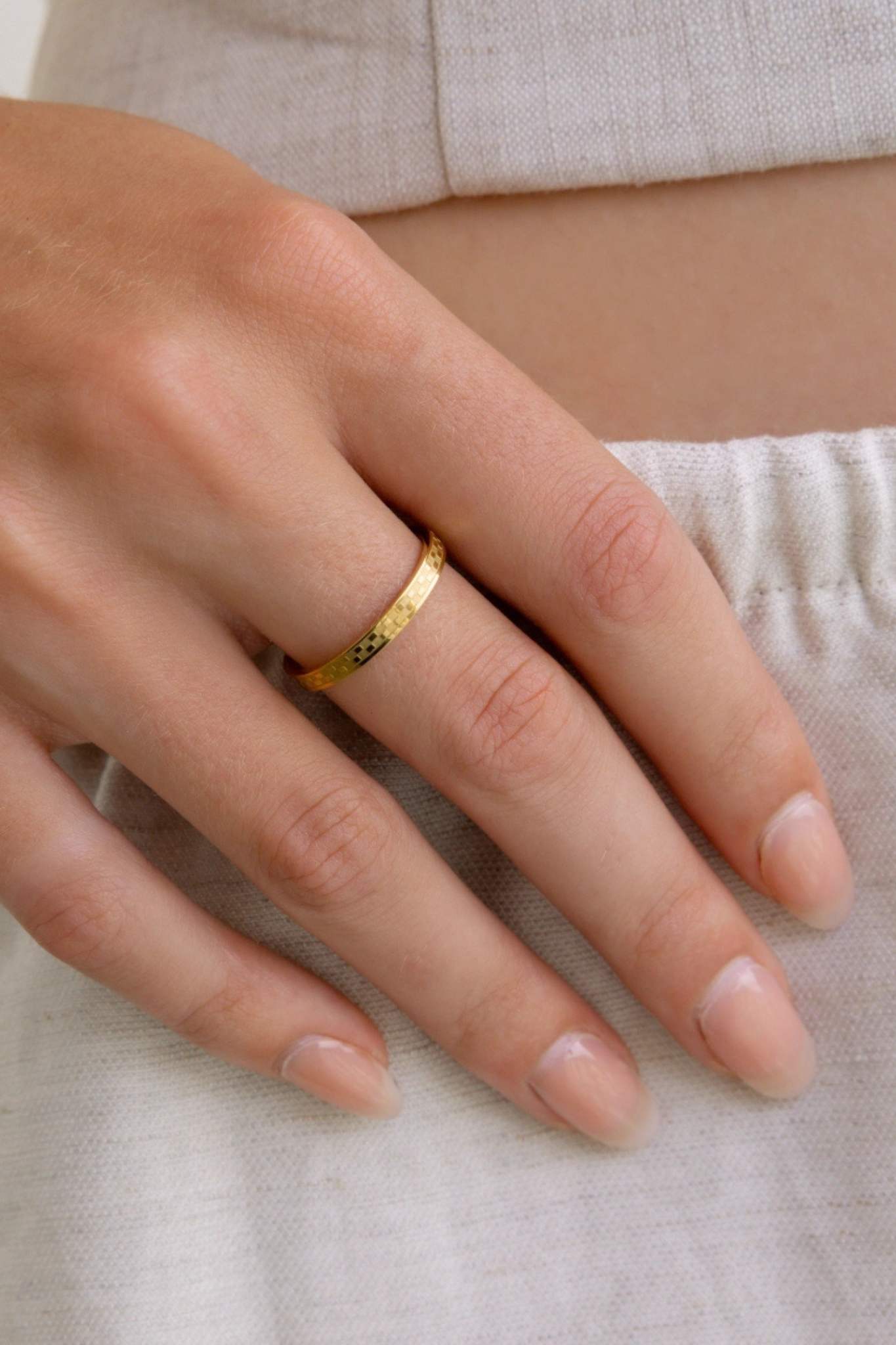 Chess Gold Textured Ring