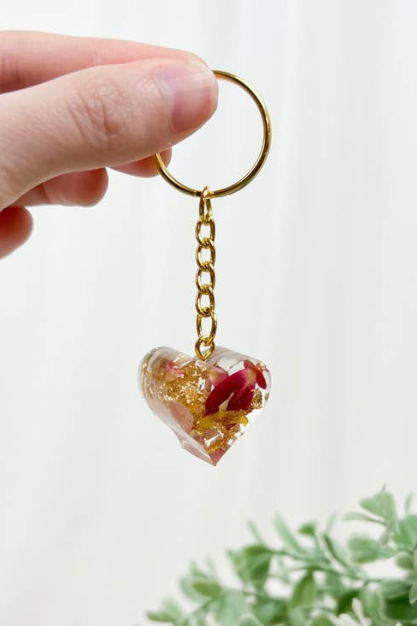 Heart Flower Petal Keychain