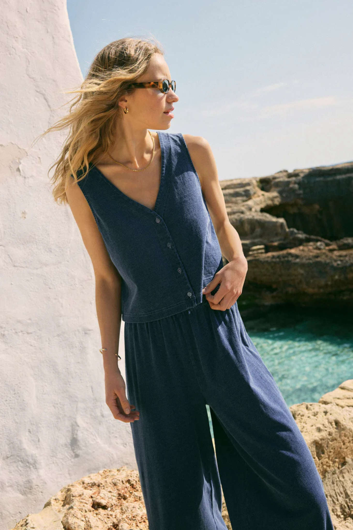 Solace Indigo Denim Jersey Tank