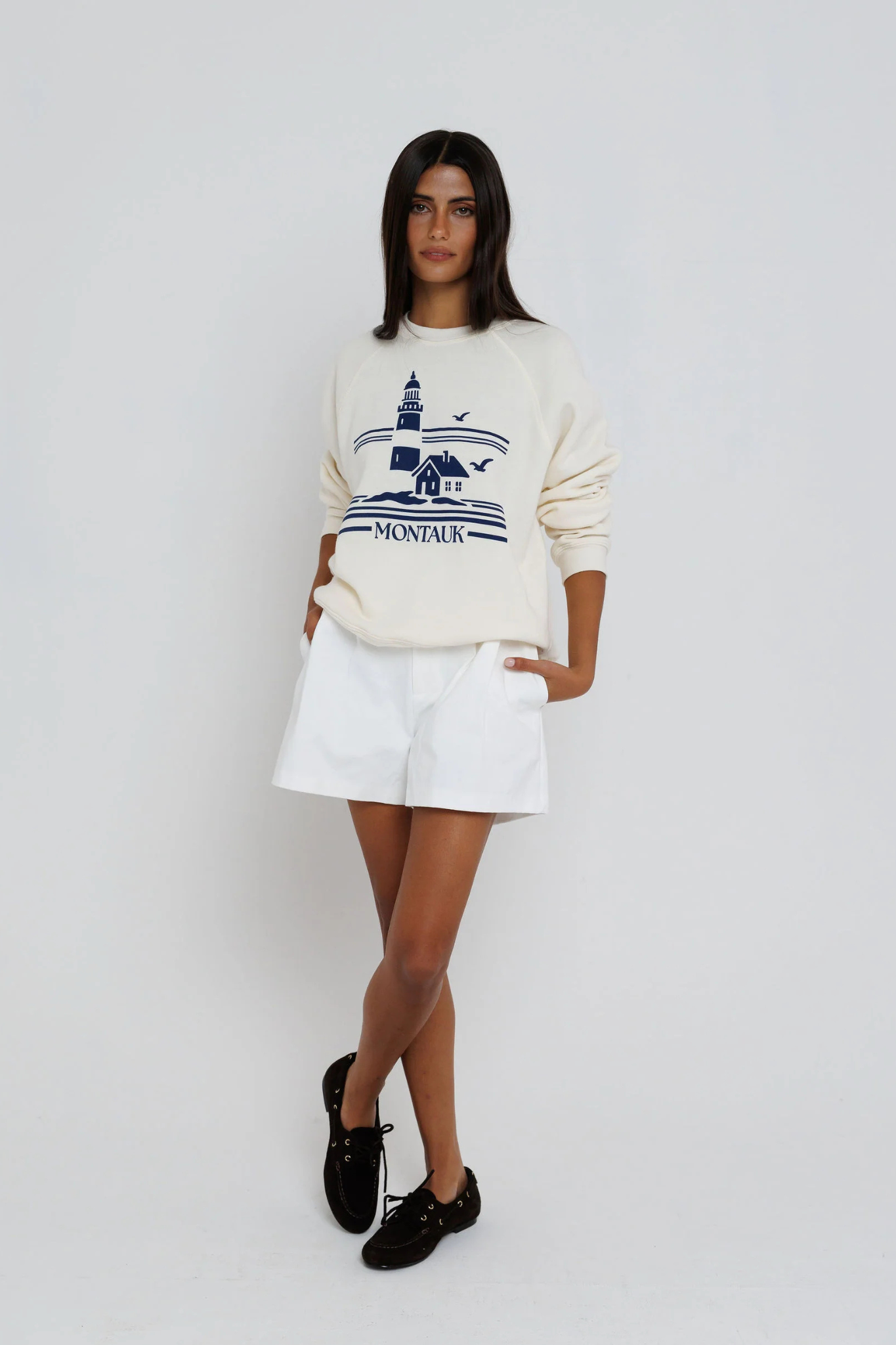 Montauk Lighthouse Raglan Crew
