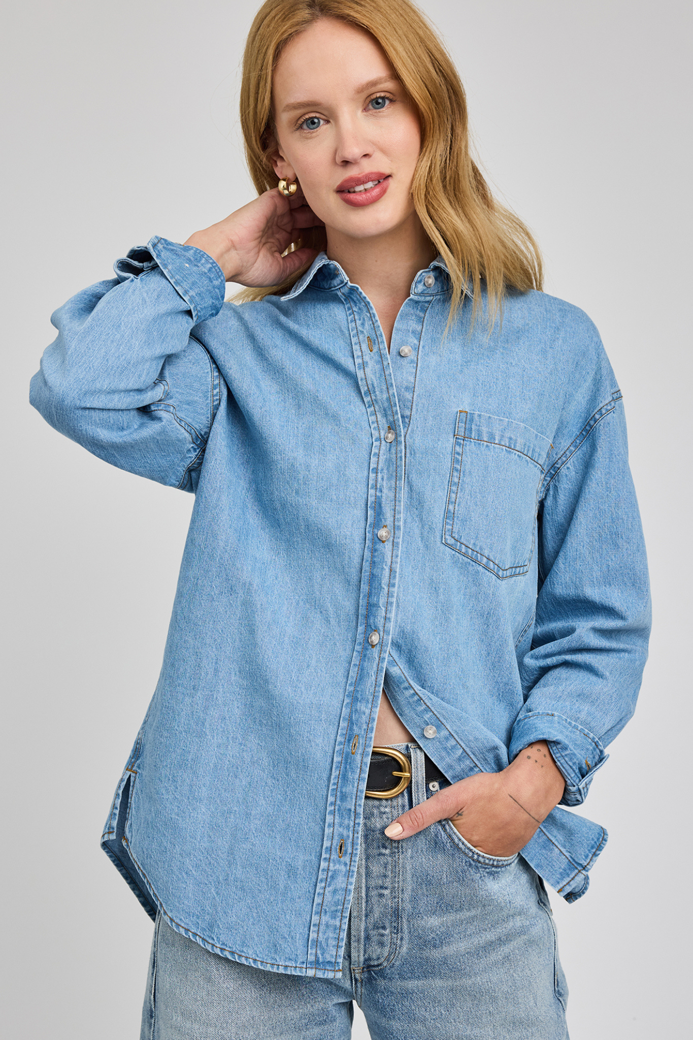 Whitney Light Wash Denim Button Down