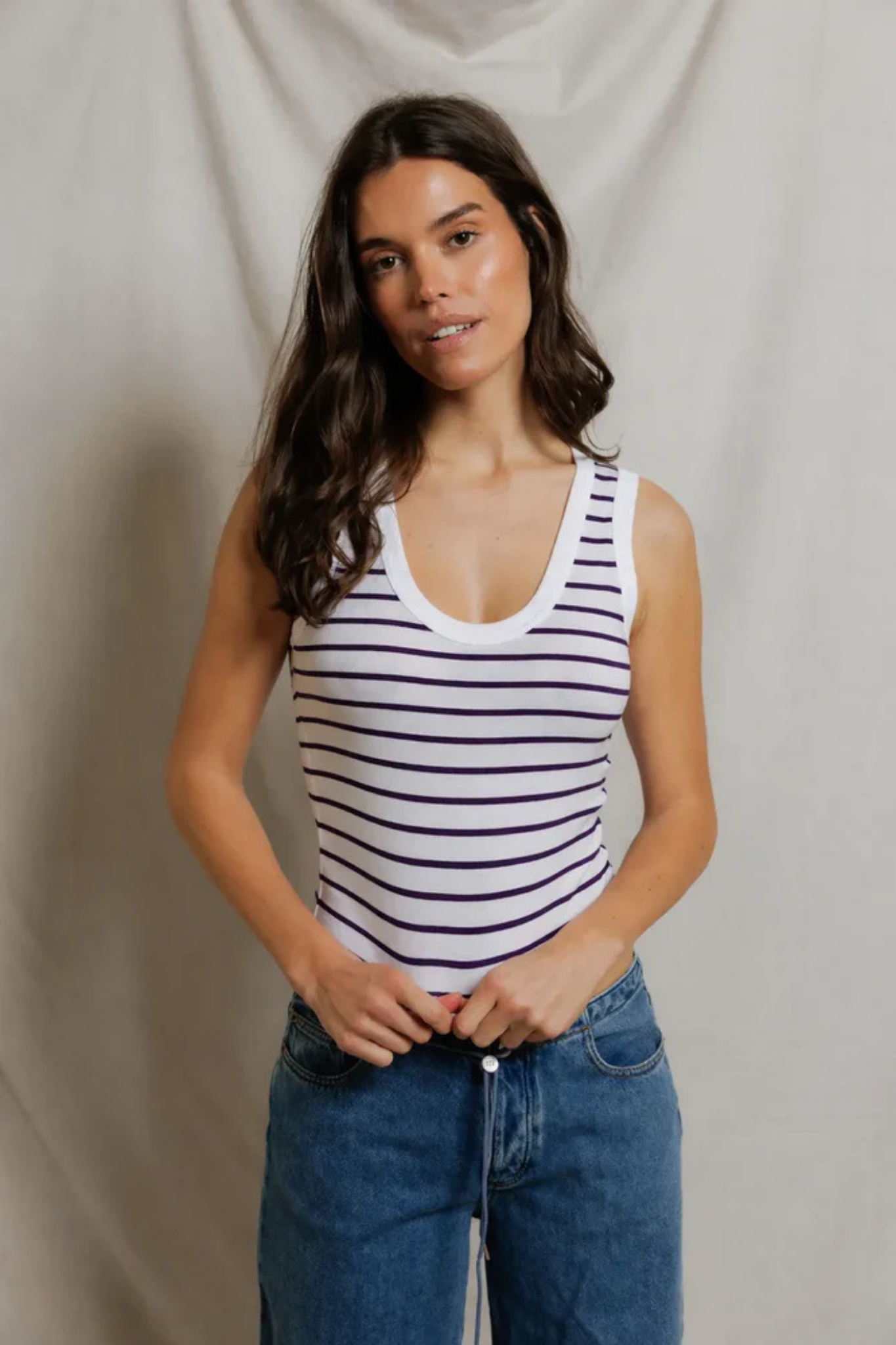 Khara Ultraviolet Stripe Scoop Tank
