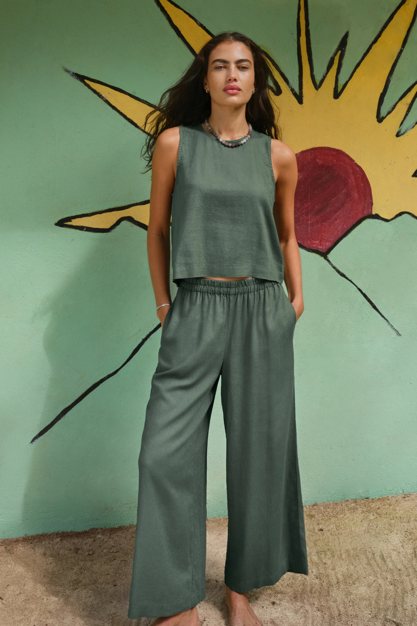 Sloane Everglade Linen Tank