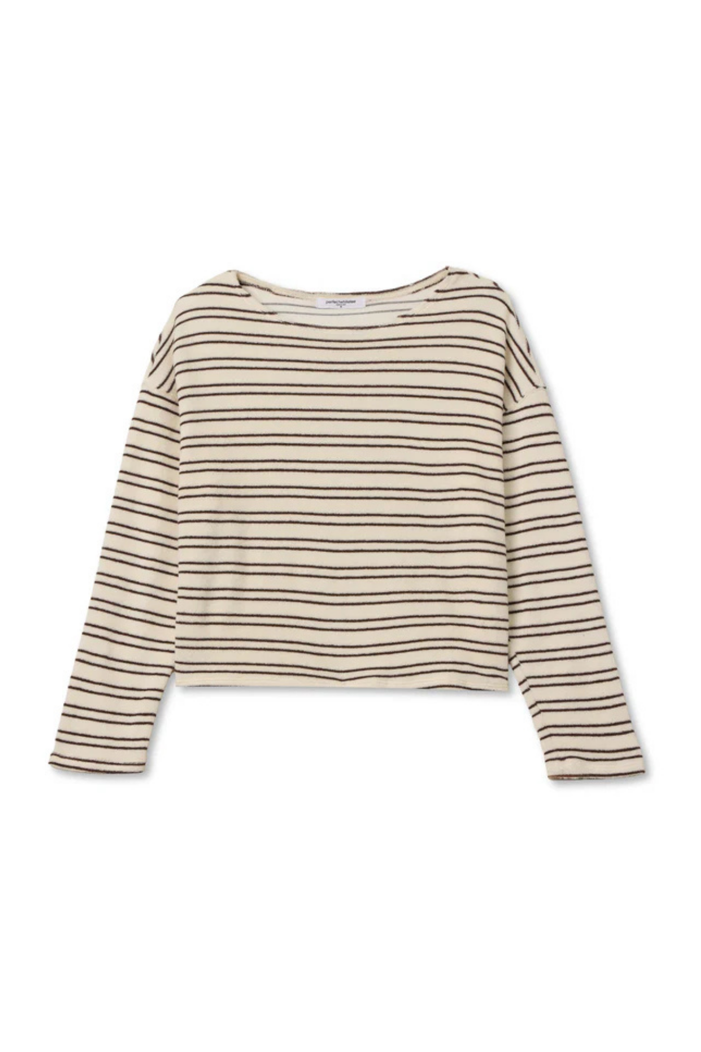 Keri Chocolate Stripe Loop Terry Pullover