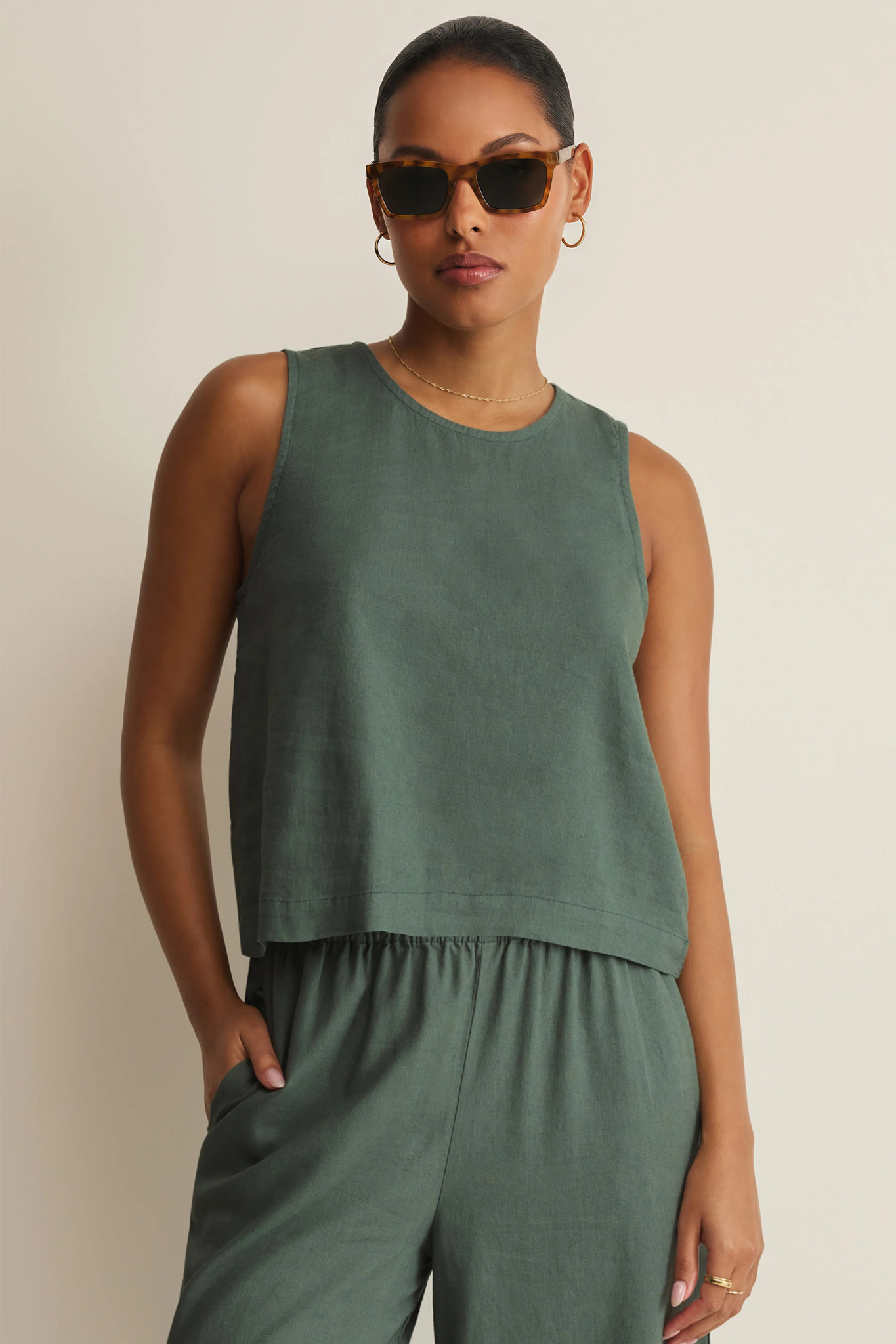 Sloane Everglade Linen Tank