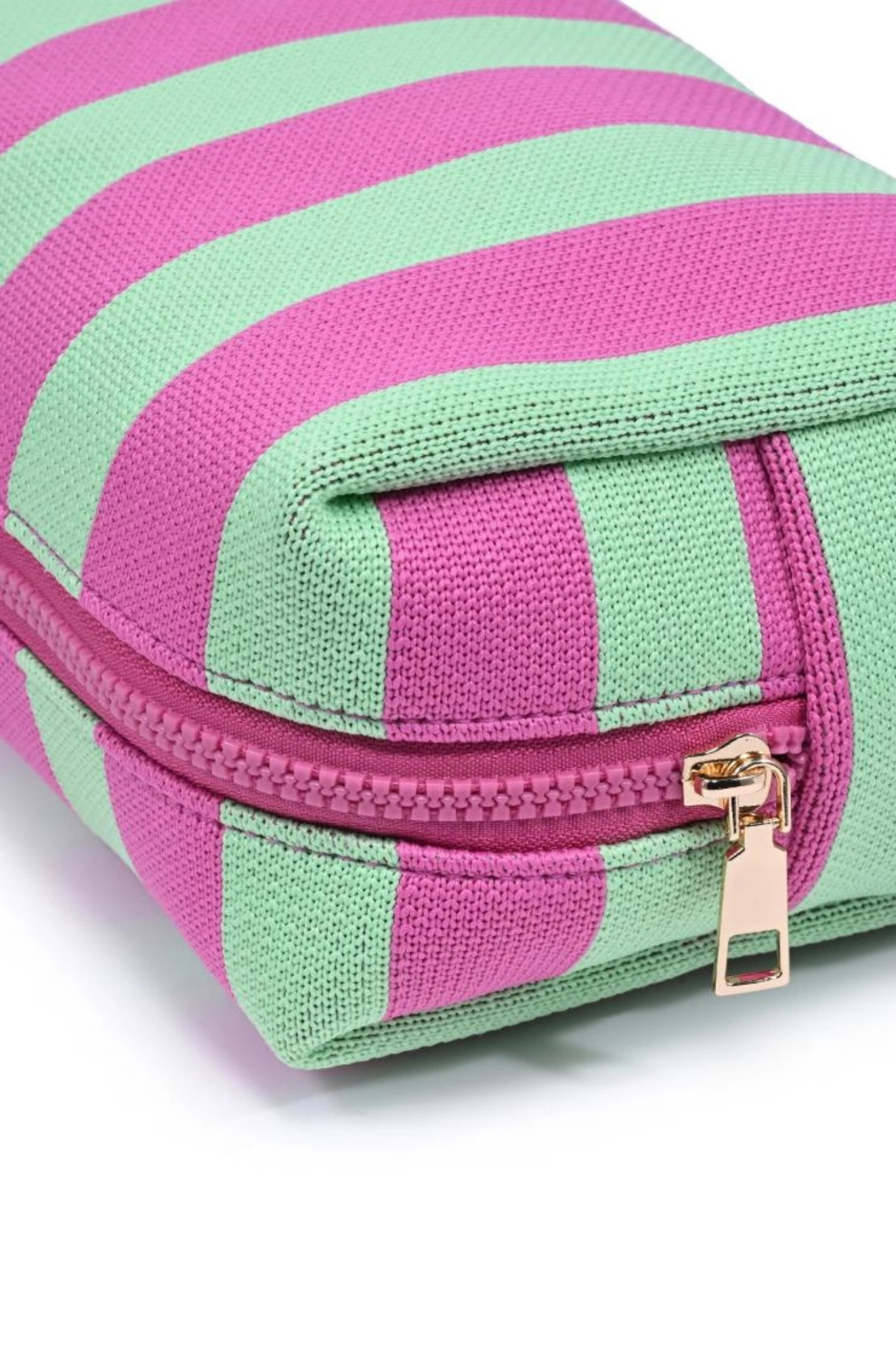 Mint/Pink Stripe Cosmetic Bag