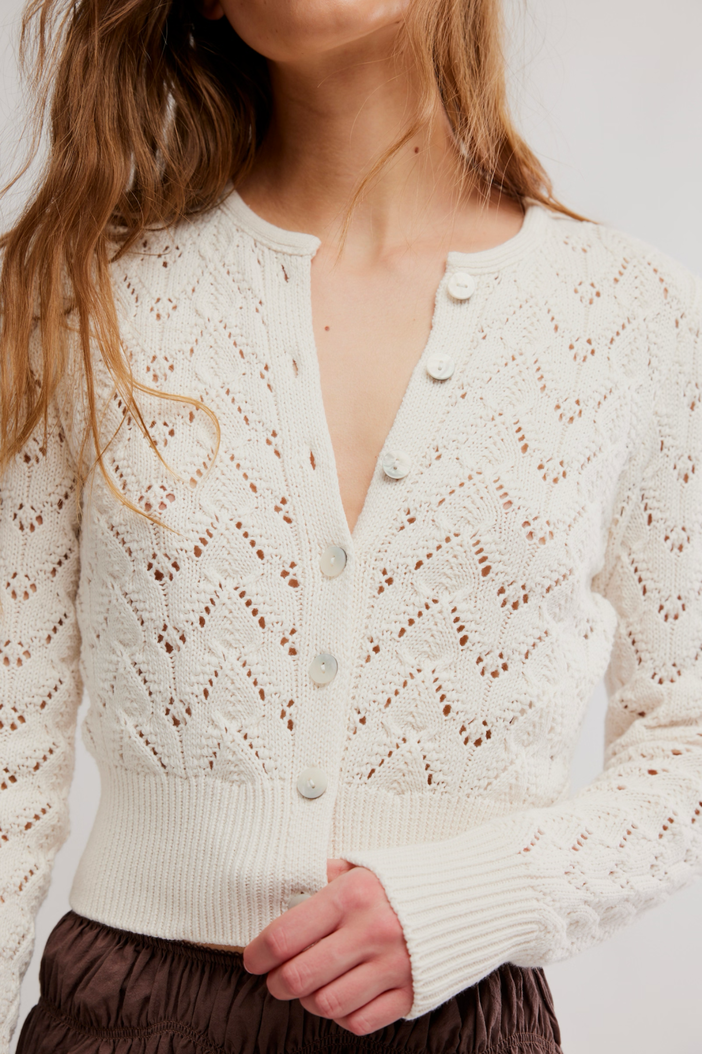 Pretty In Pointelle Ivory Cardigan