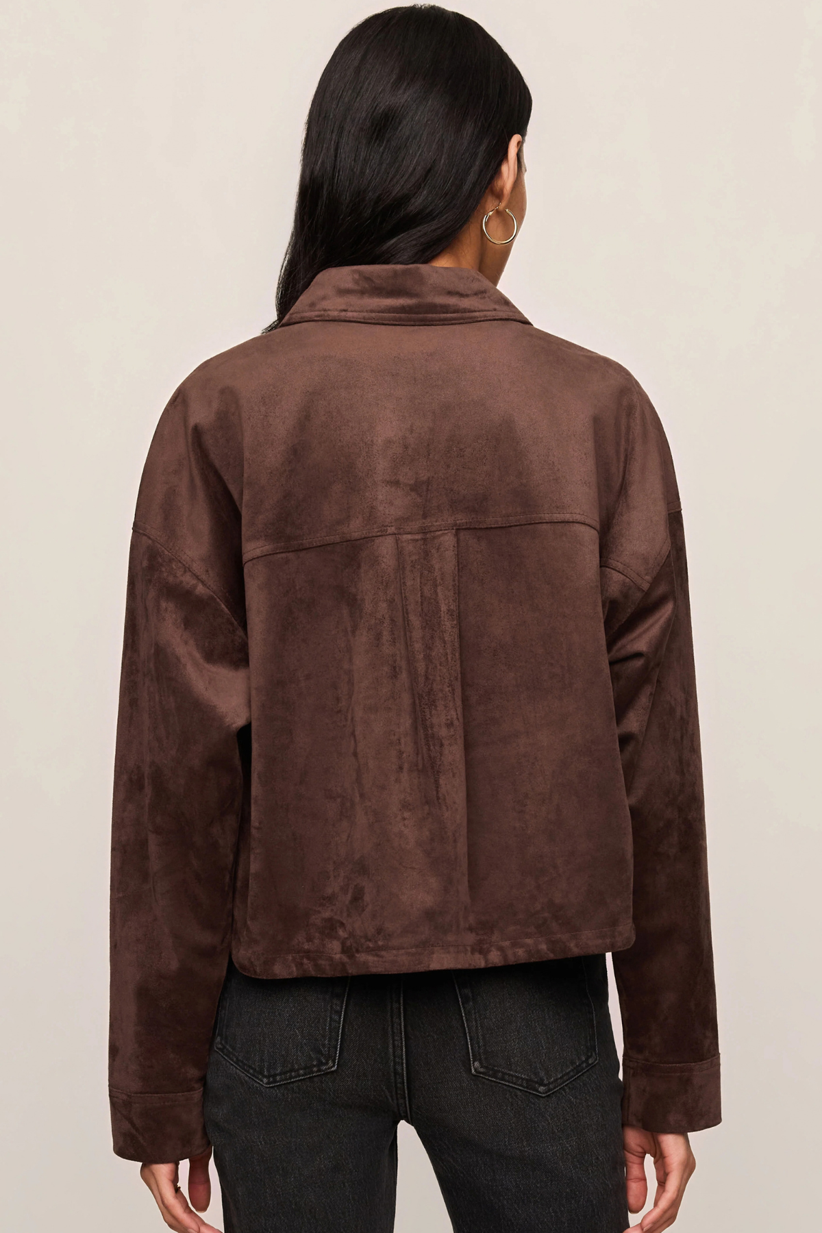 All Day Dark Chocolate Cropped Suede Jacket