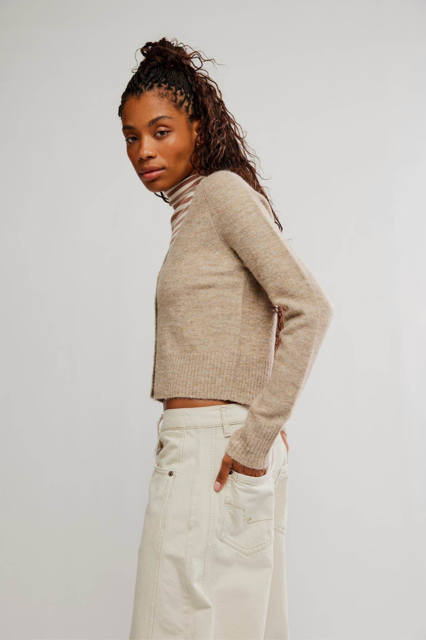 School Girl Feather Grey Cardi