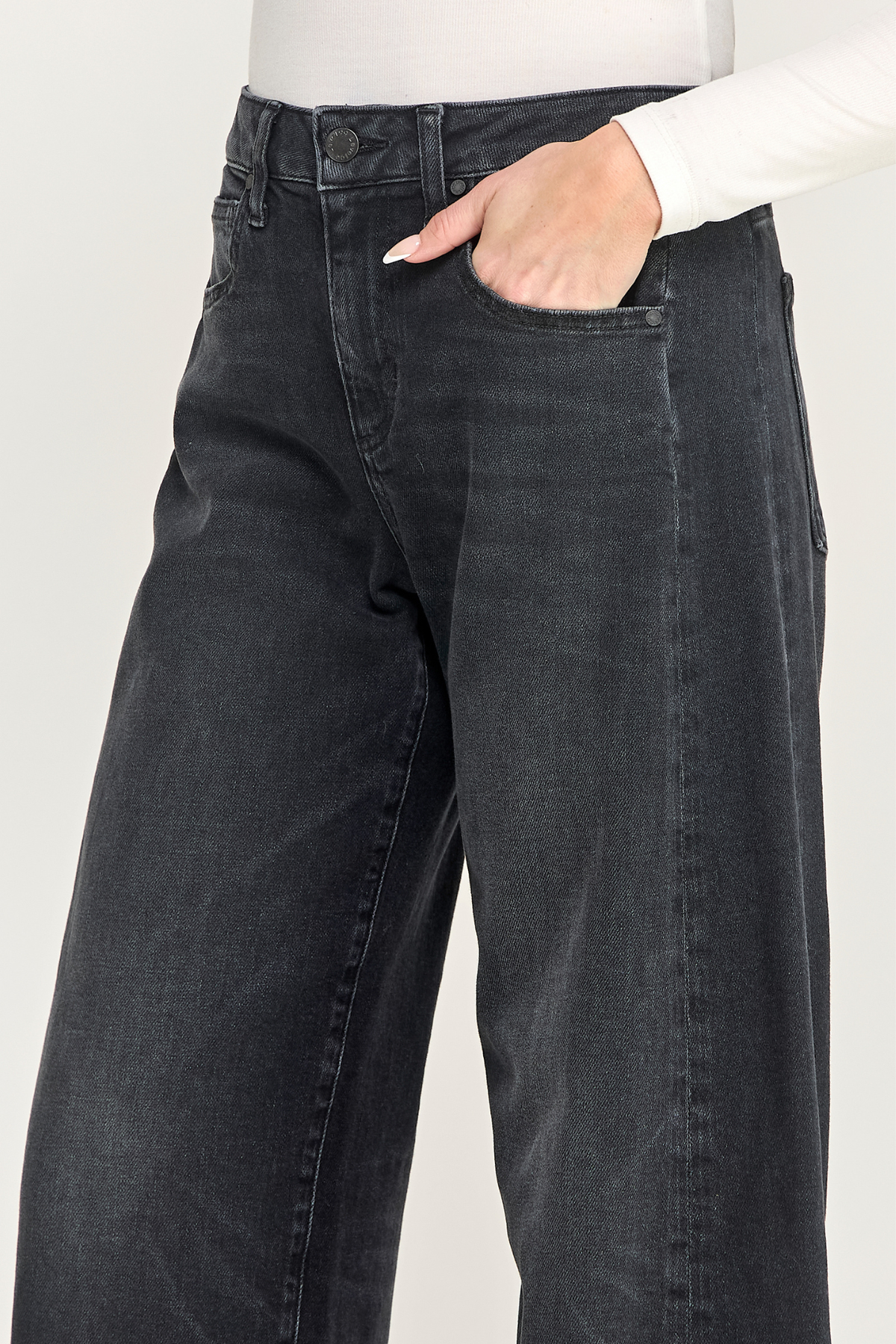 Quinn Washed Black Curve Wide Leg
