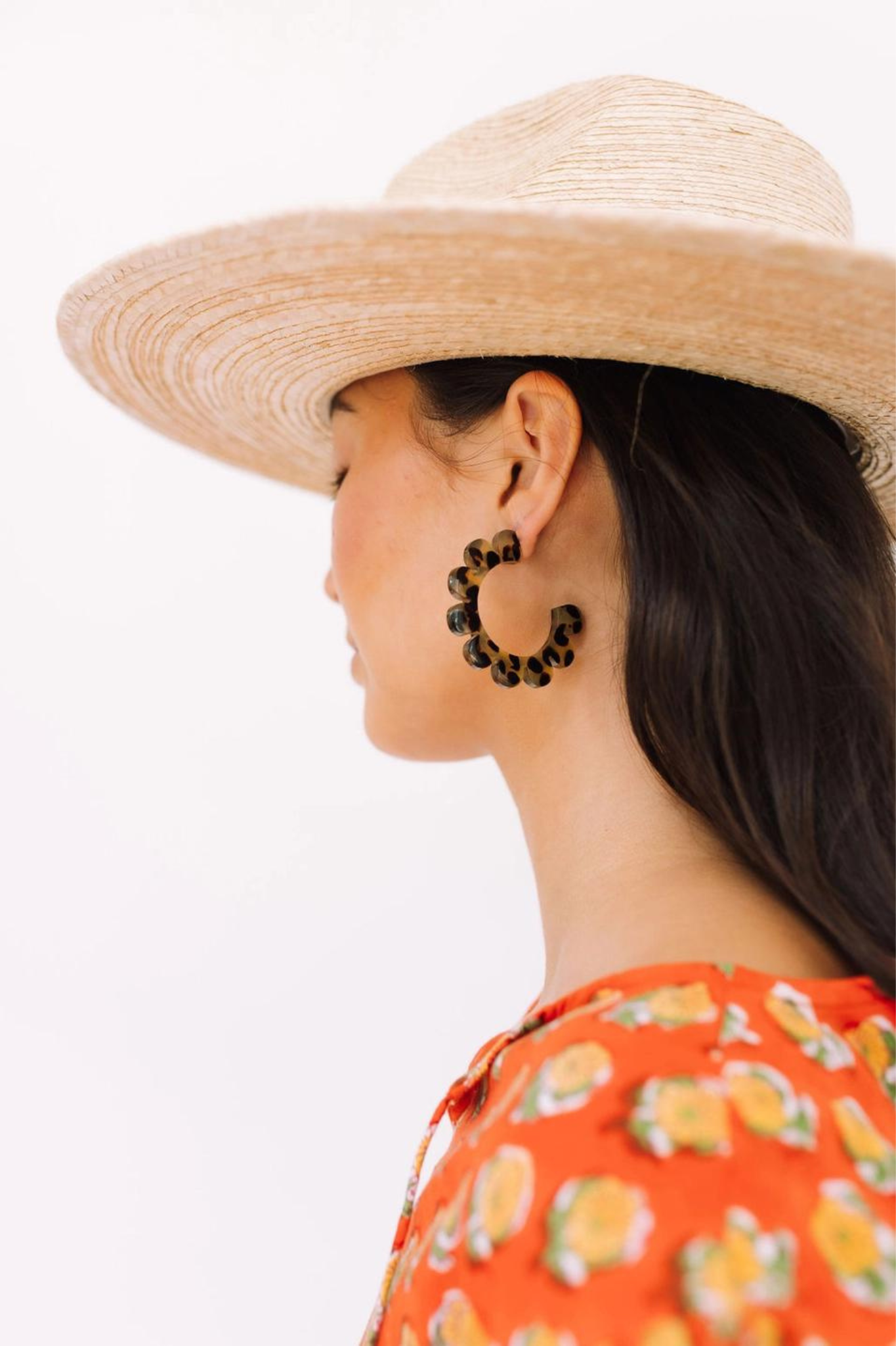 Tortoise Flower Hoops