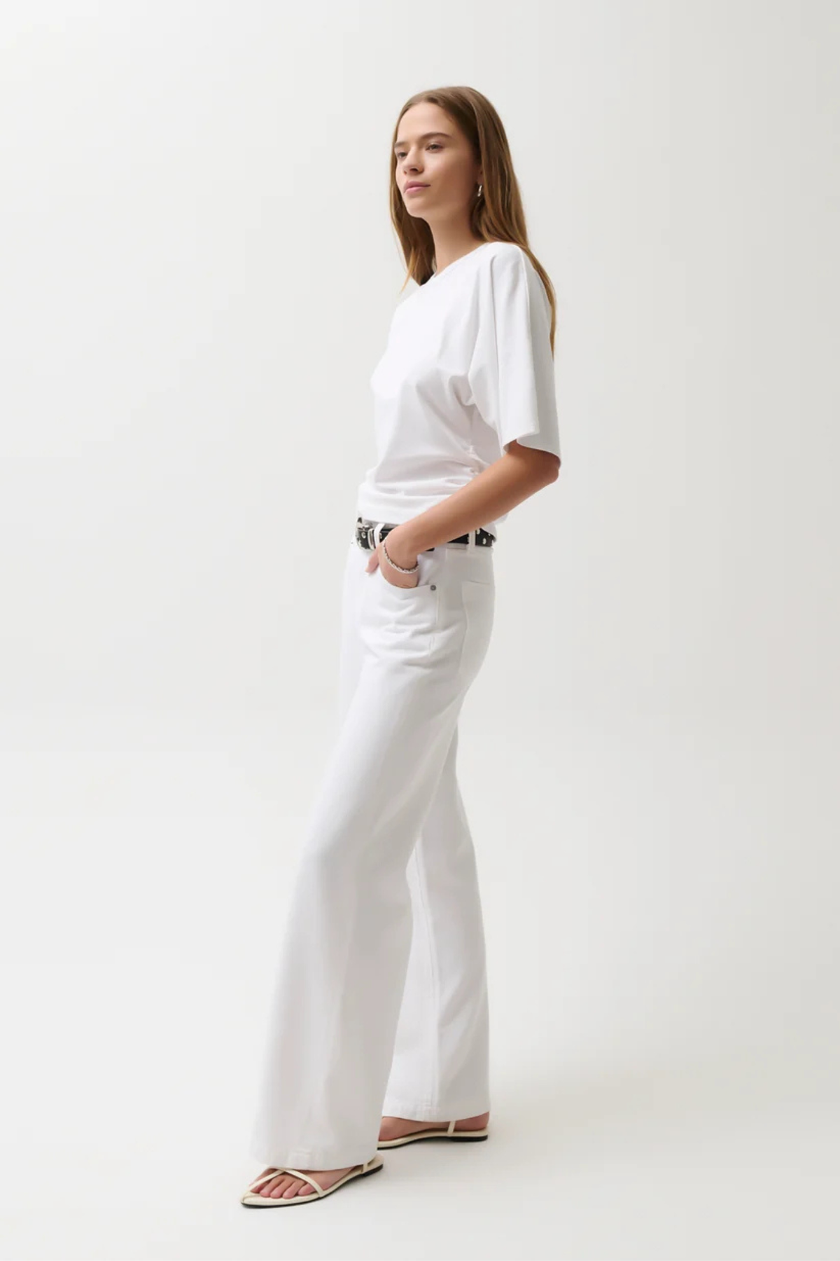 Jadyn Vivid White Low Slung Palazzo