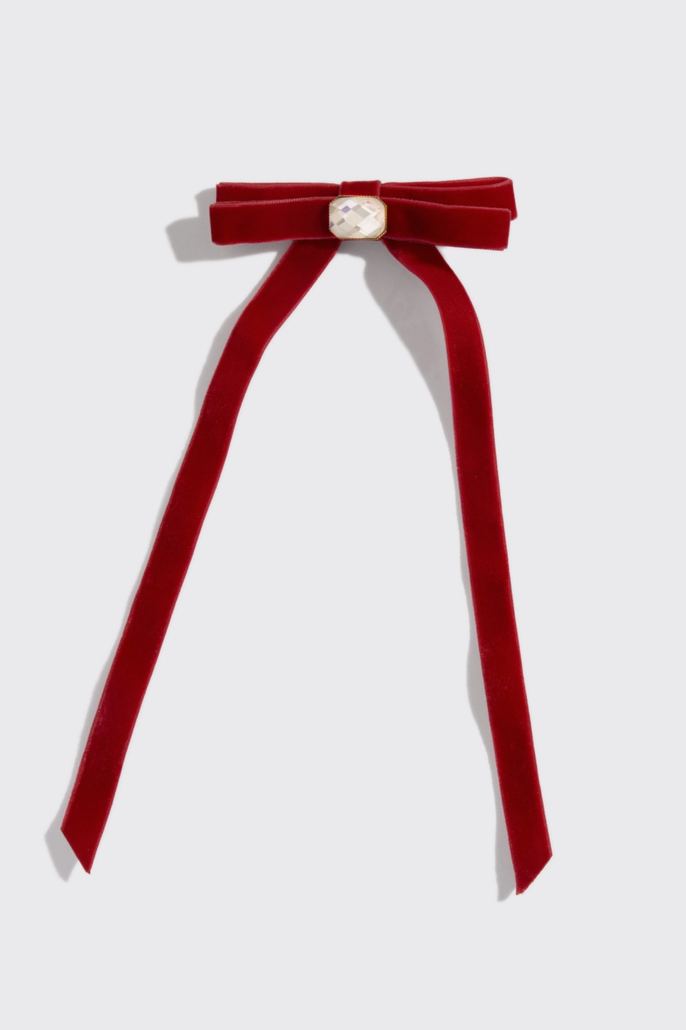 Velvet + Gemstone Bow Hair Clip