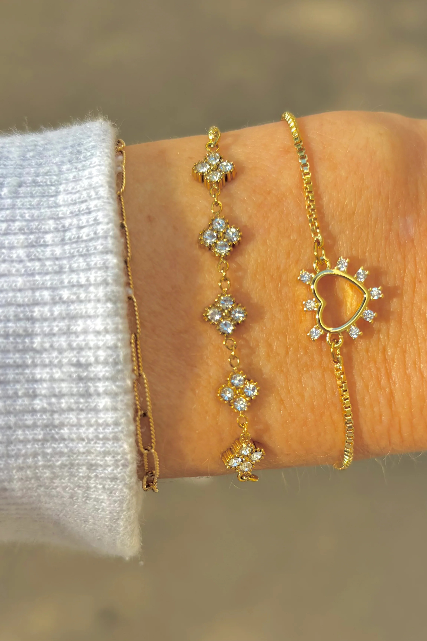 Elizabeth Crystal Heart Slider Bracelet