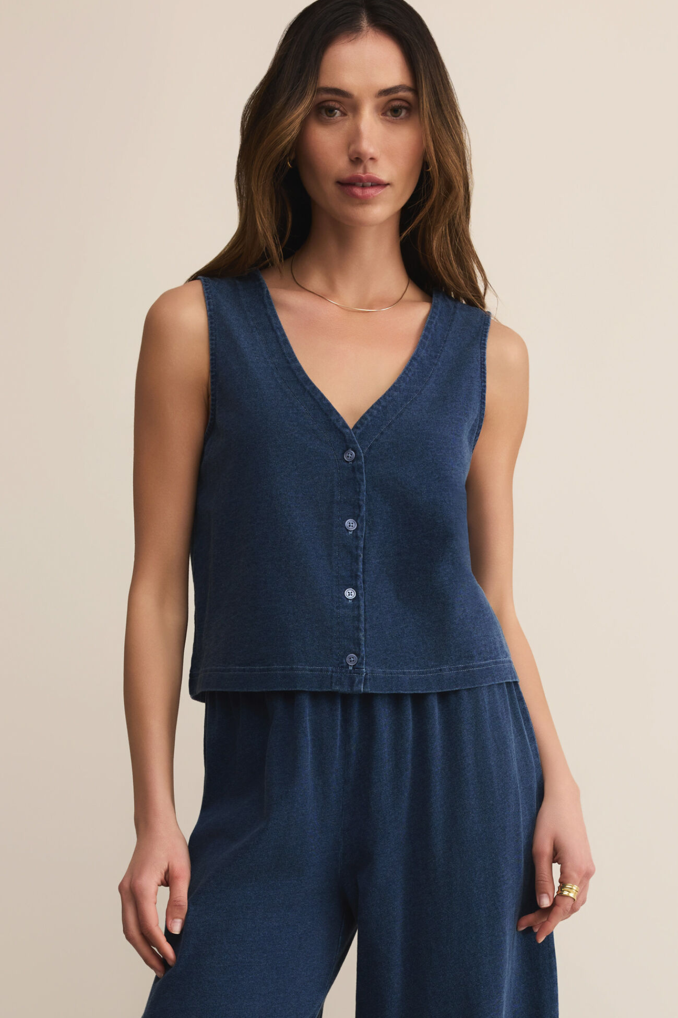 Solace Indigo Denim Jersey Tank