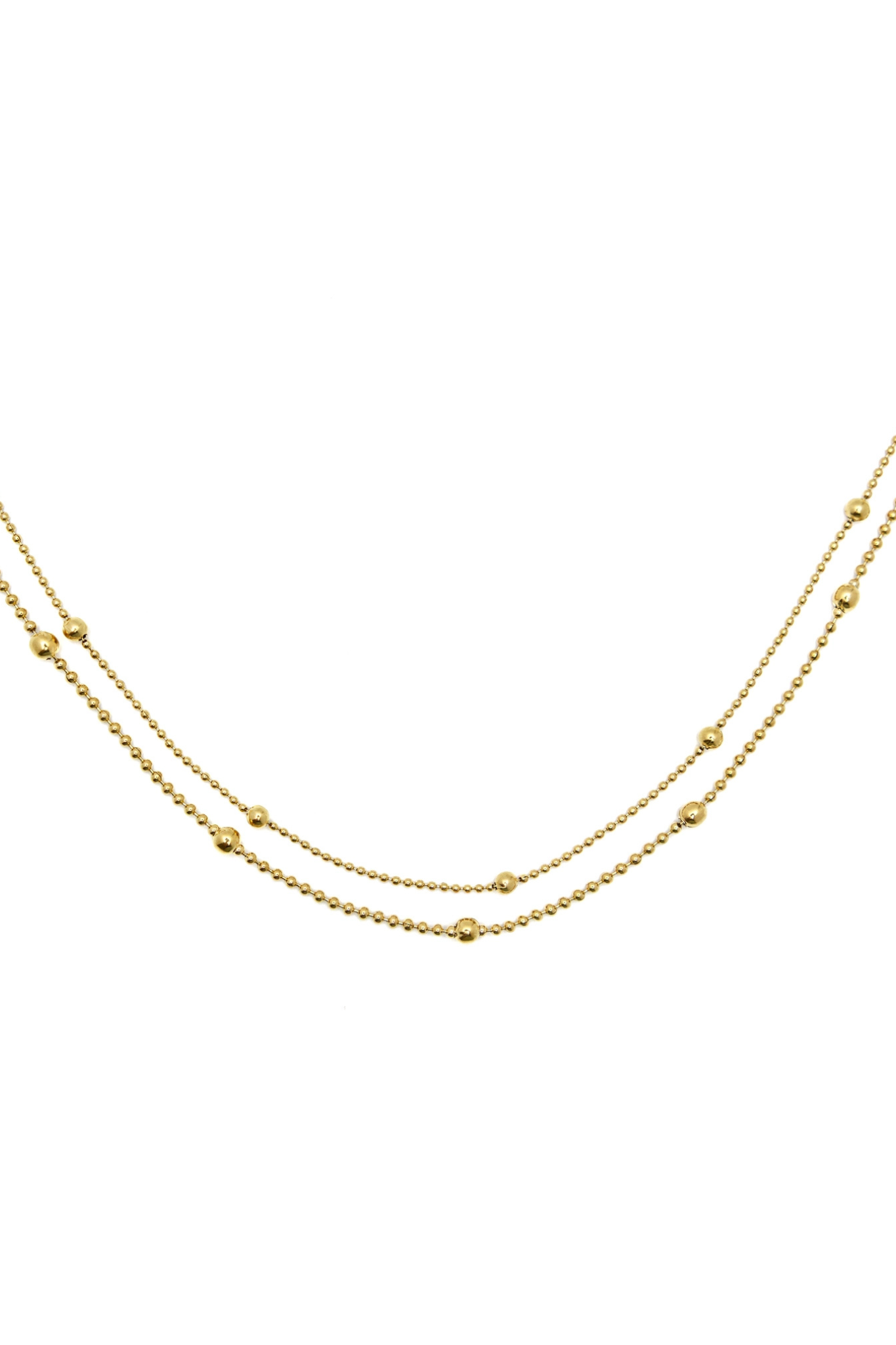 Gold Double Beaded Chain Necklace