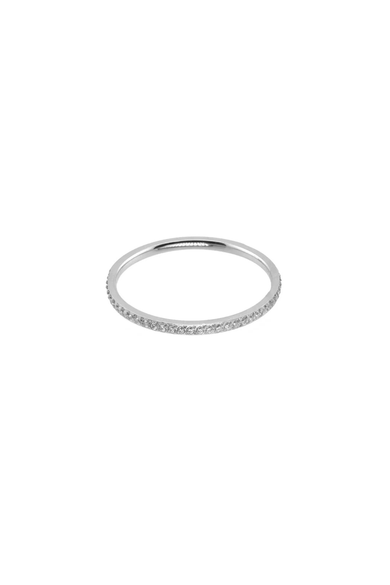 Silver Dainty Diamond Band Ring