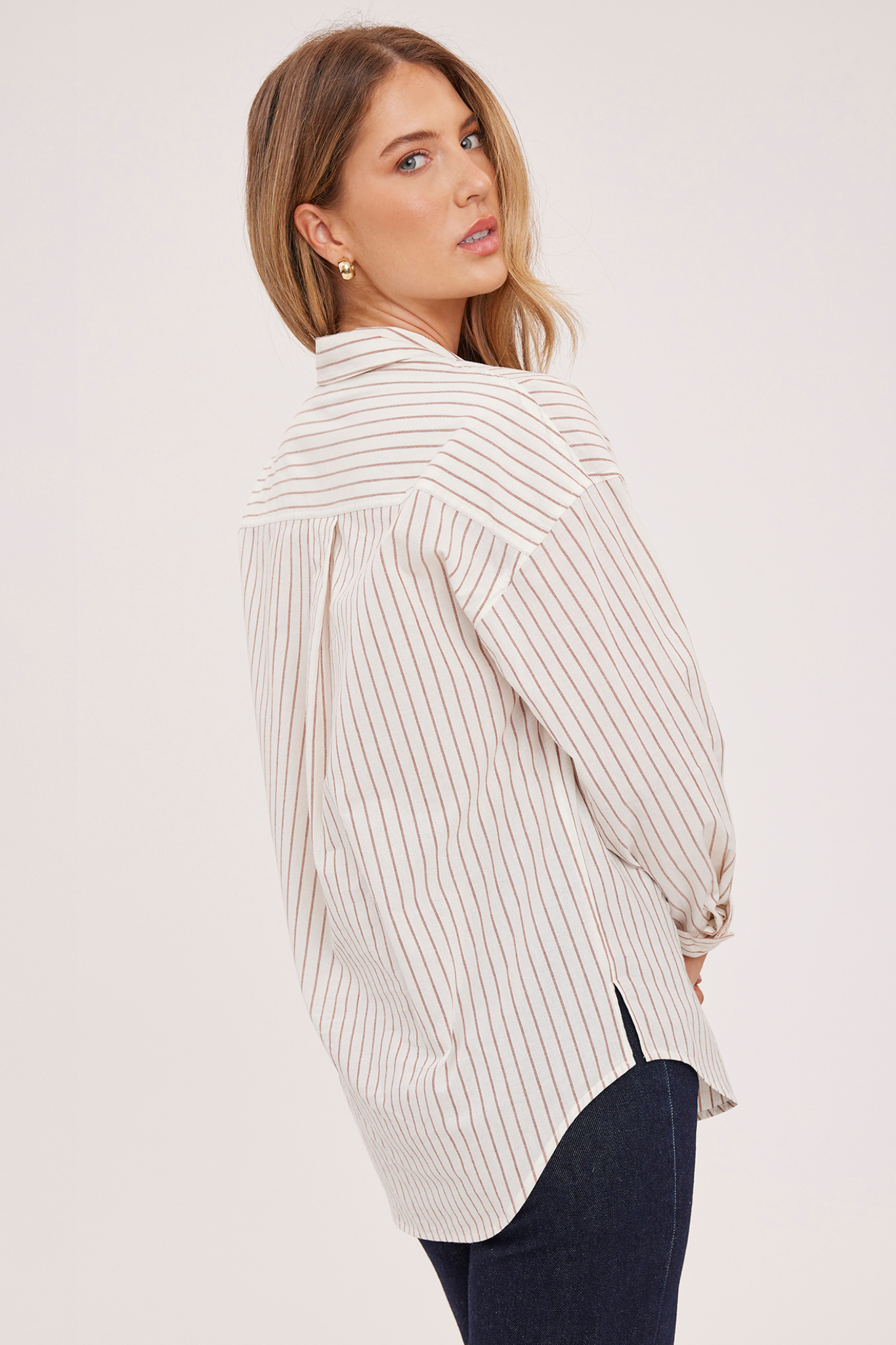 Orlando Cream Stripe Button Up