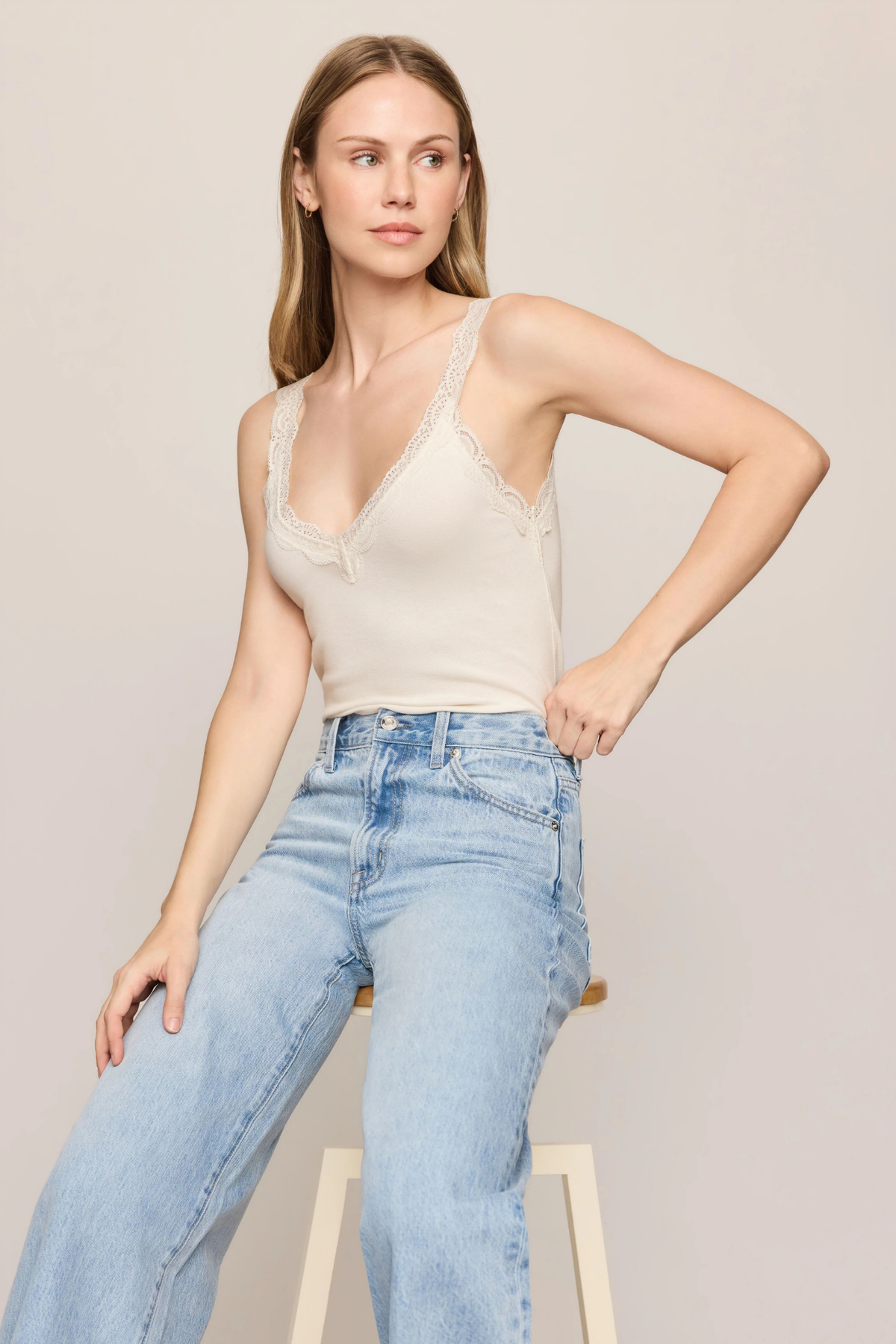 Eve Sandstone Lace Tank