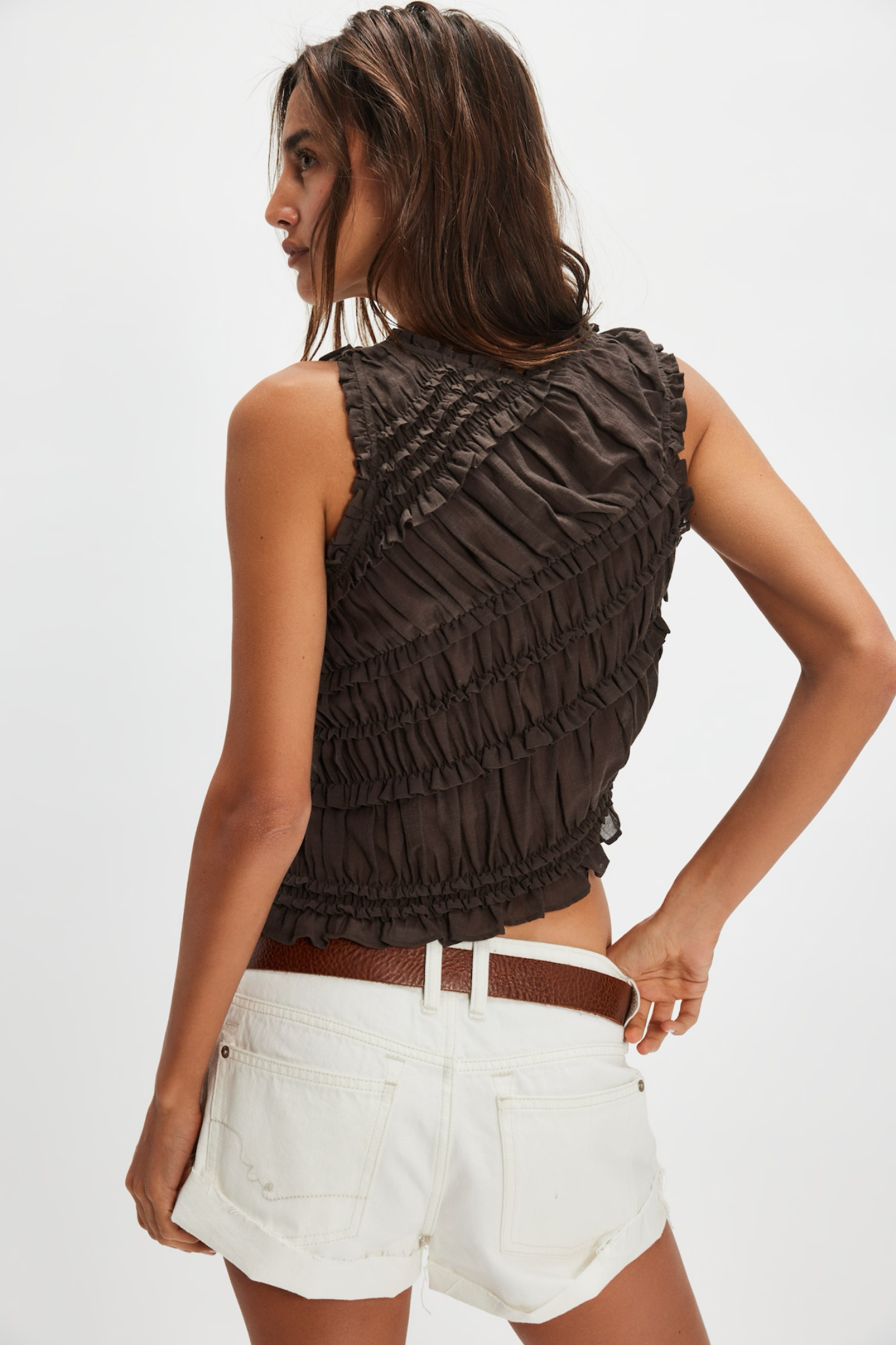 Pink Sands Chocolate Smocked Tank