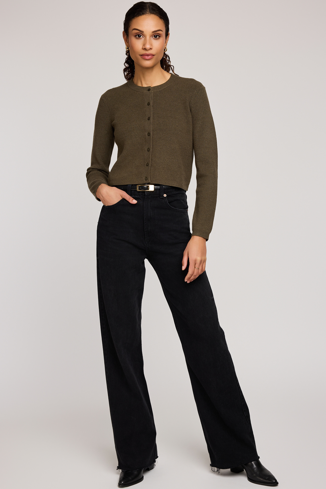 Mirabelle Heather Olive Cardigan