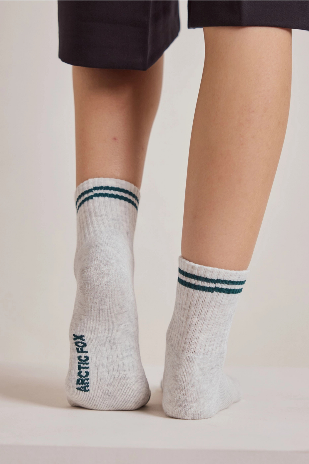 Grey Melange Shortie Striped Socks