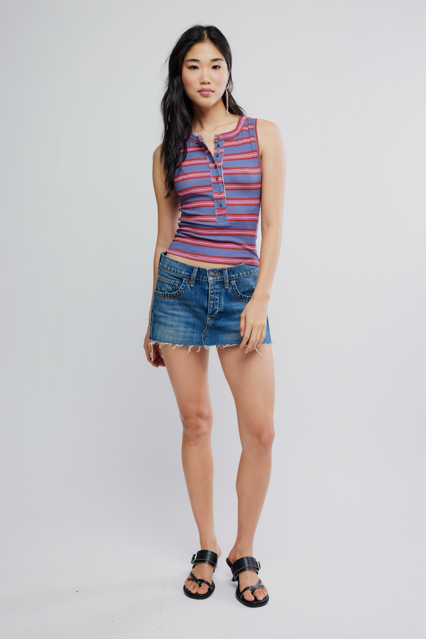 Jamie Navy Stripe Henley Tank