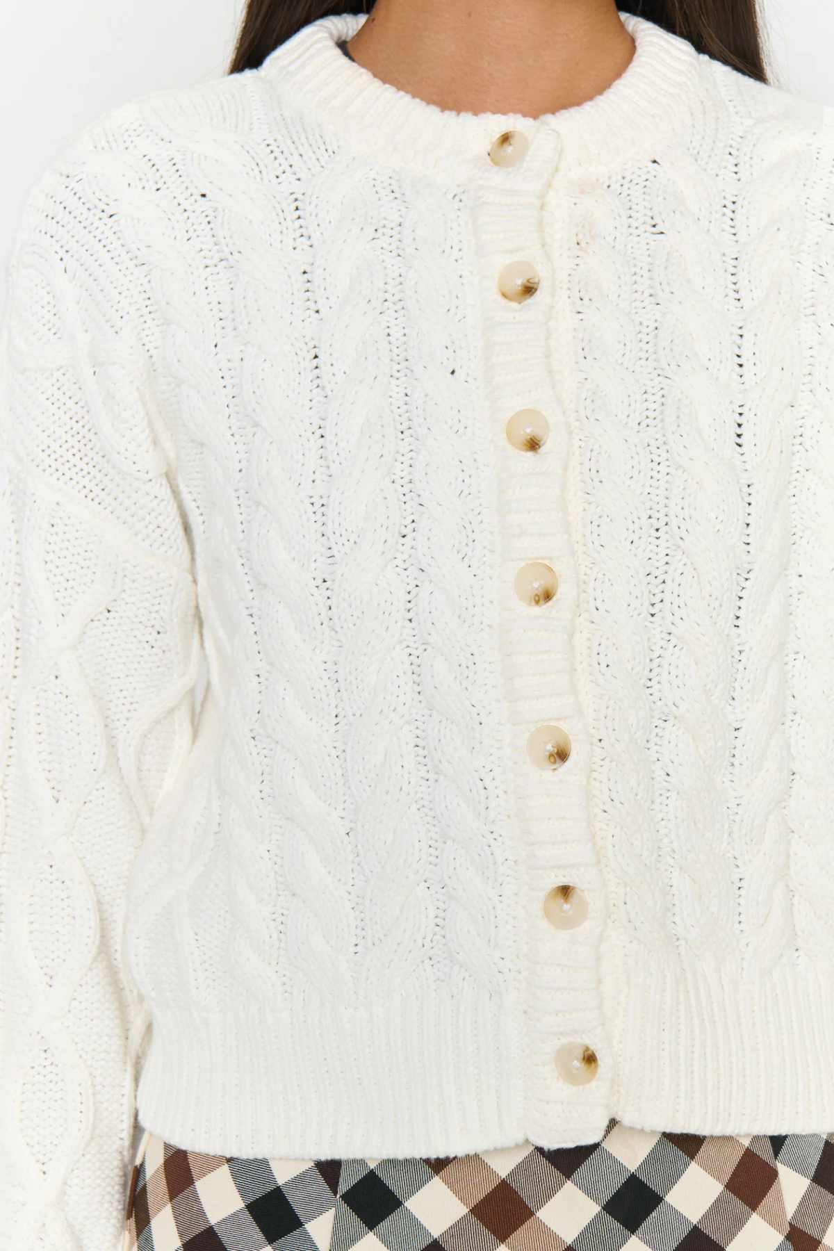 Chimney Cream Cable Knit Cardigan