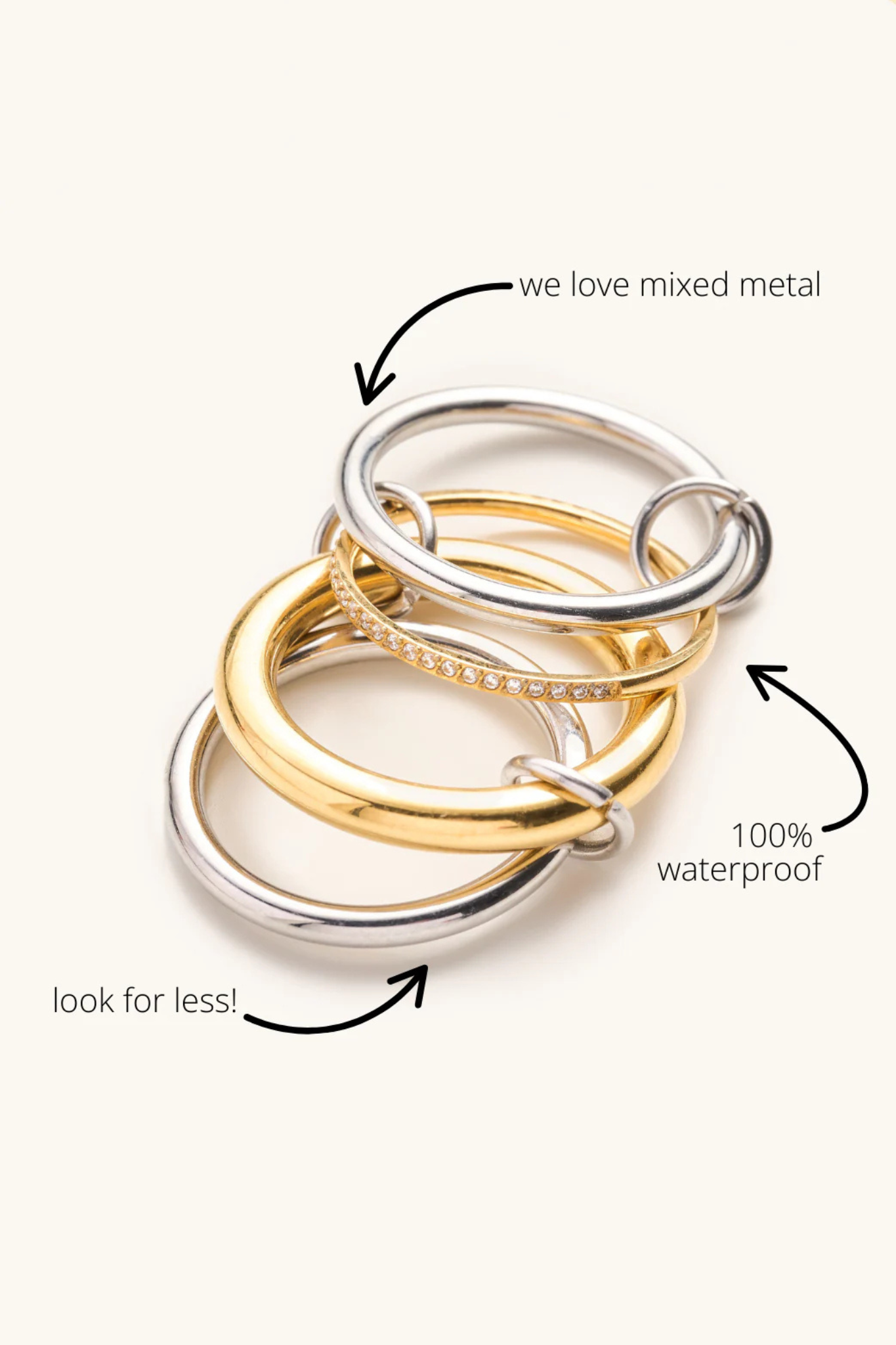 Olivia Mixed Metal Stacked Ring Set