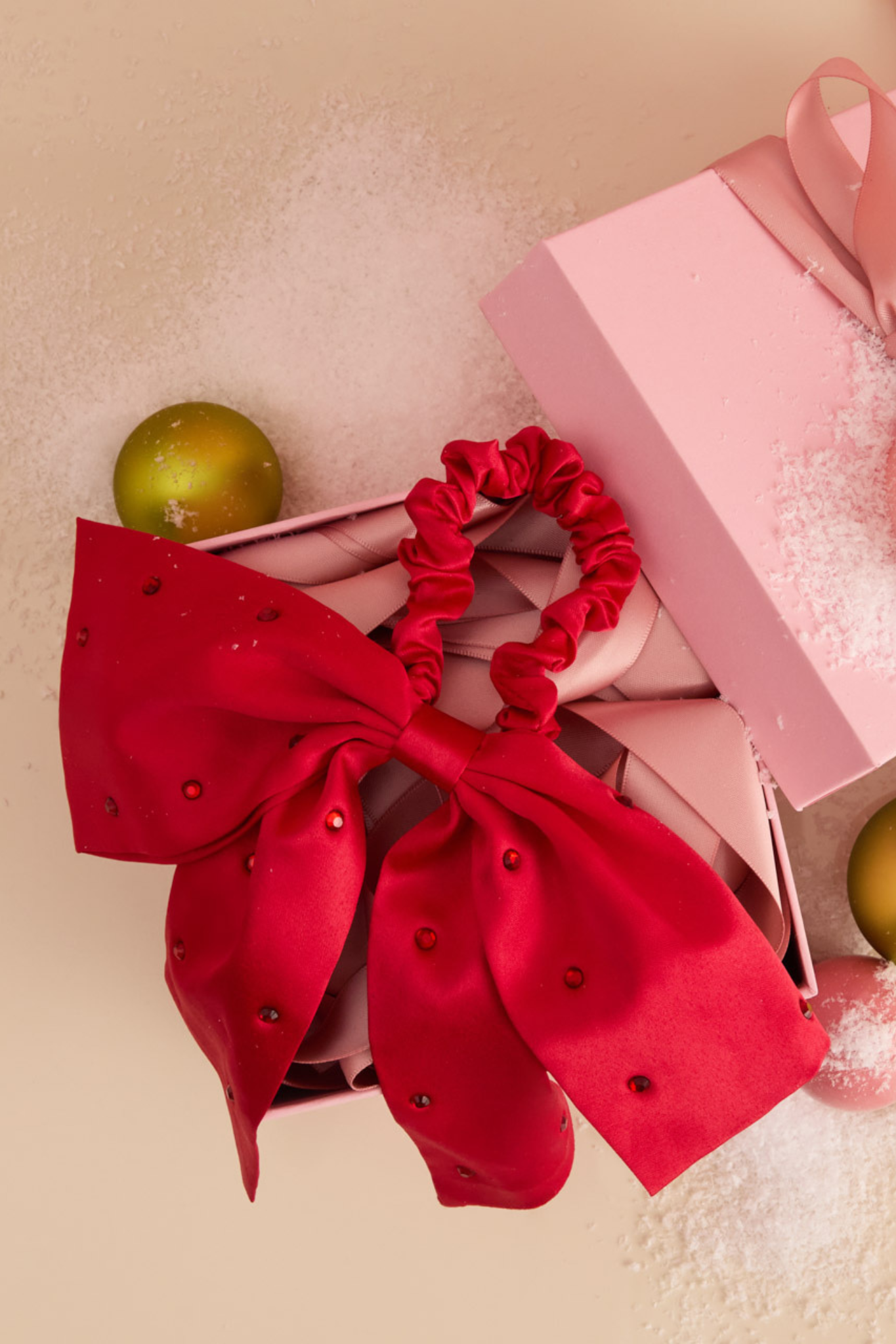 Satin + Rhinestone Bow Scrunchie