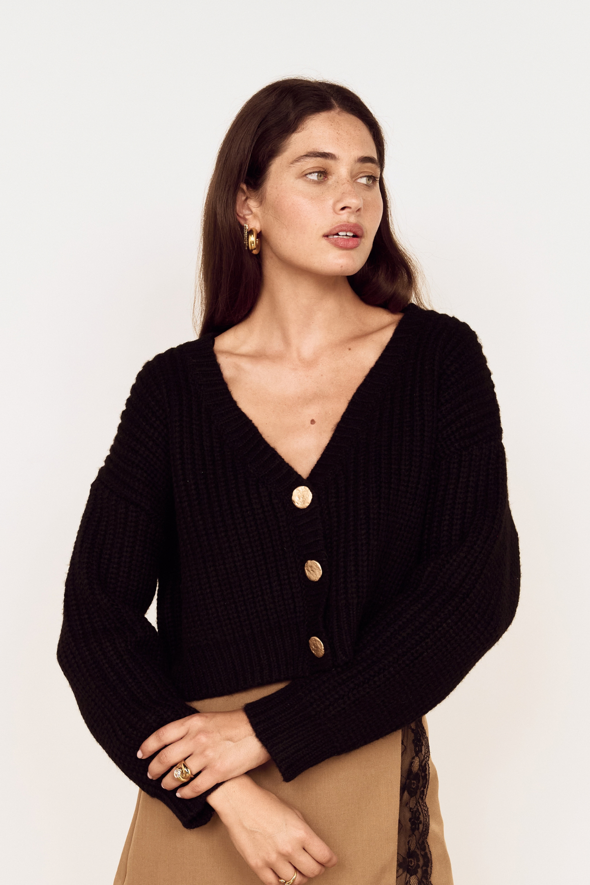 Lumen Black Crop Cardigan