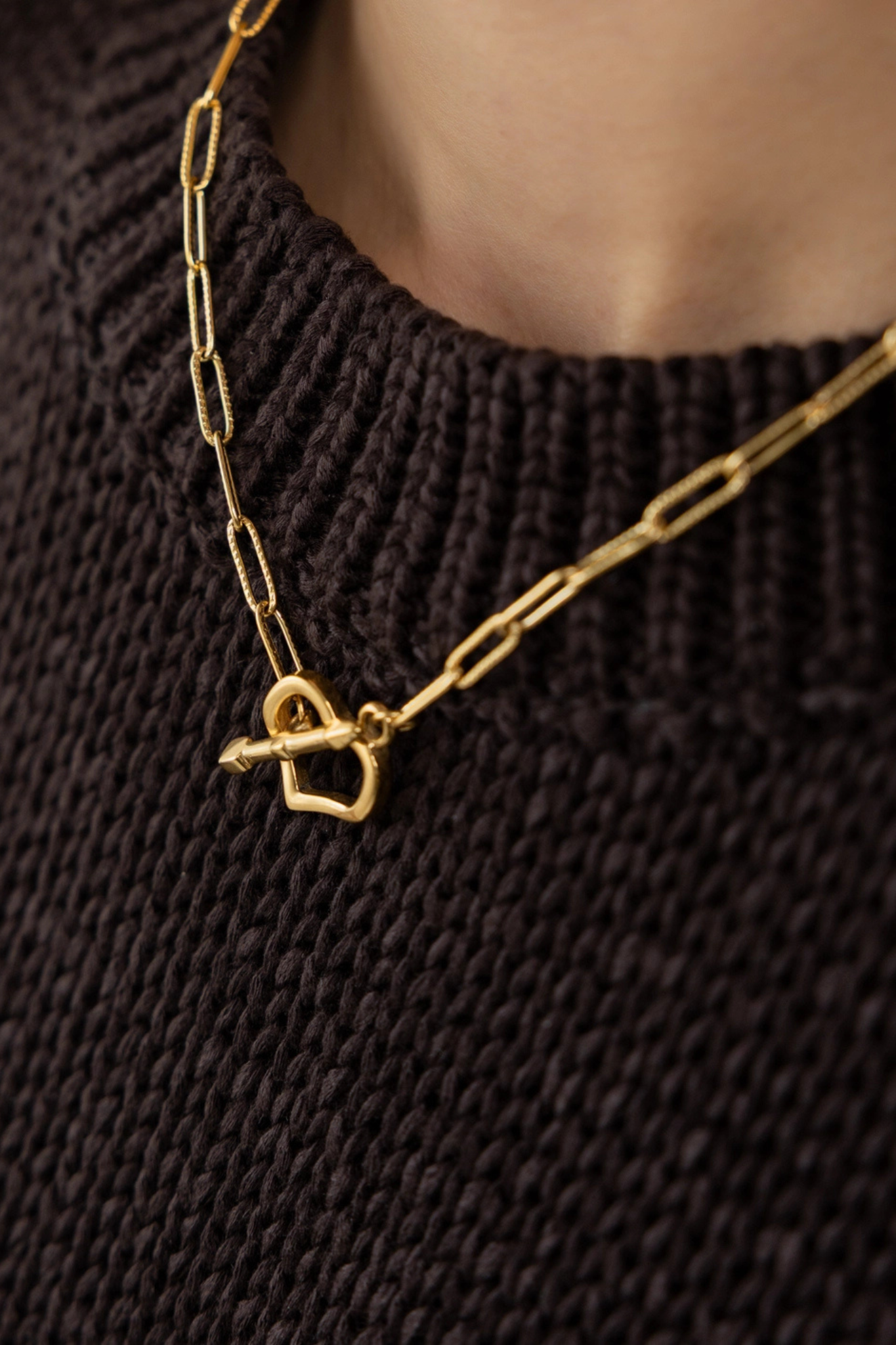 Gold Heart Toggle Necklace