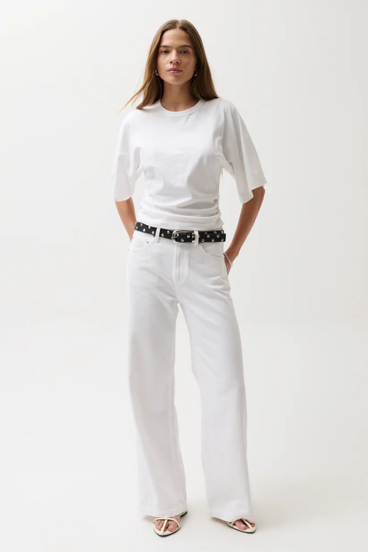 Jadyn Vivid White Low Slung Palazzo