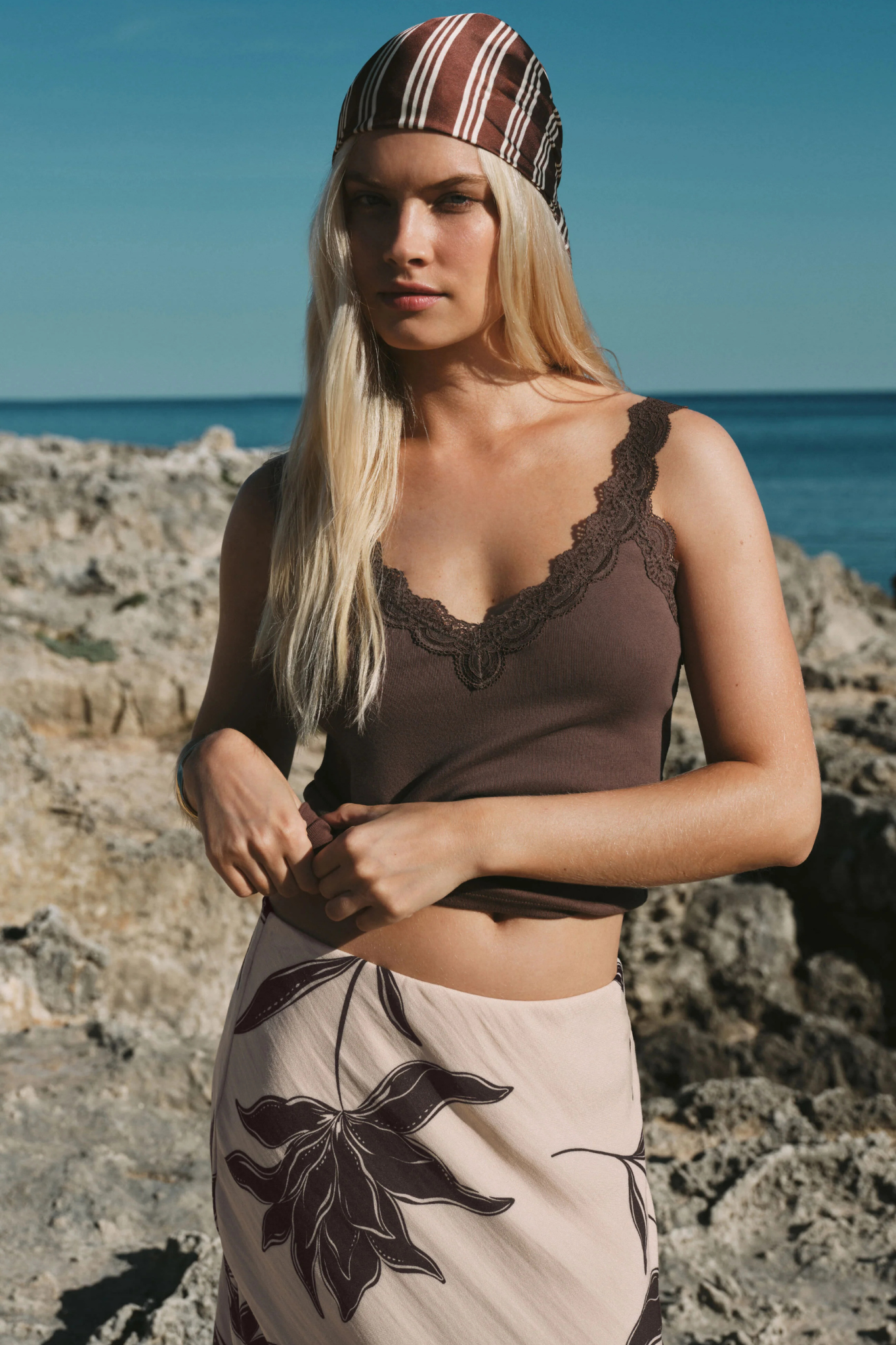 Eve Cocoa Latte Lace Tank
