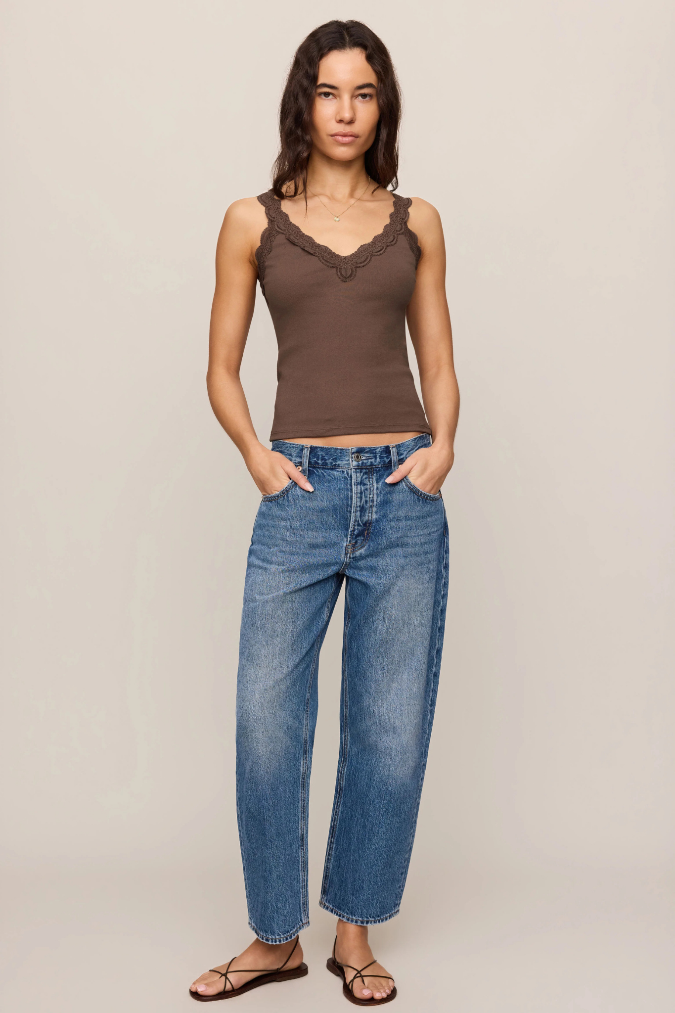 Eve Cocoa Latte Lace Tank
