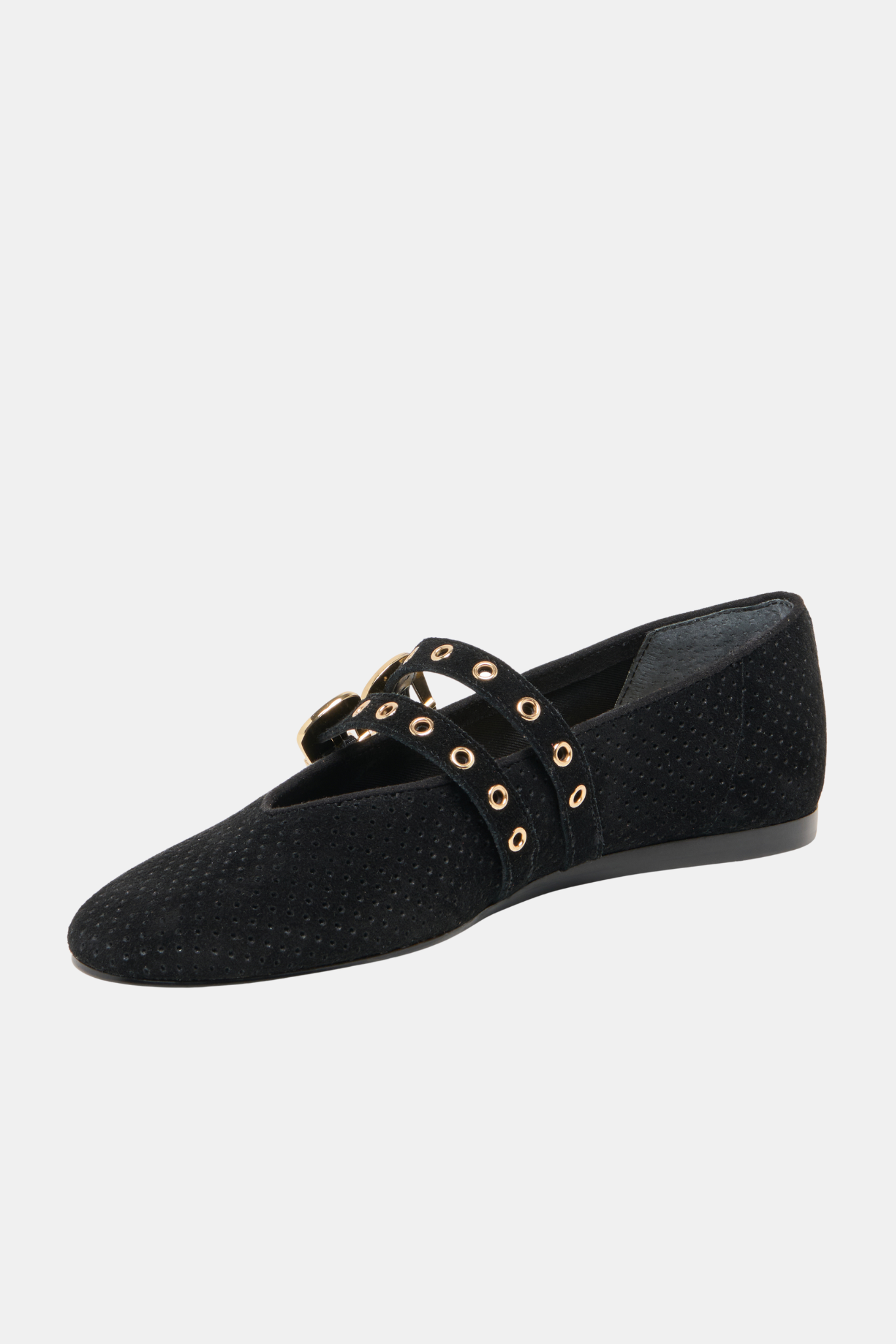 Baylee Onyx Suede Grommet Flat