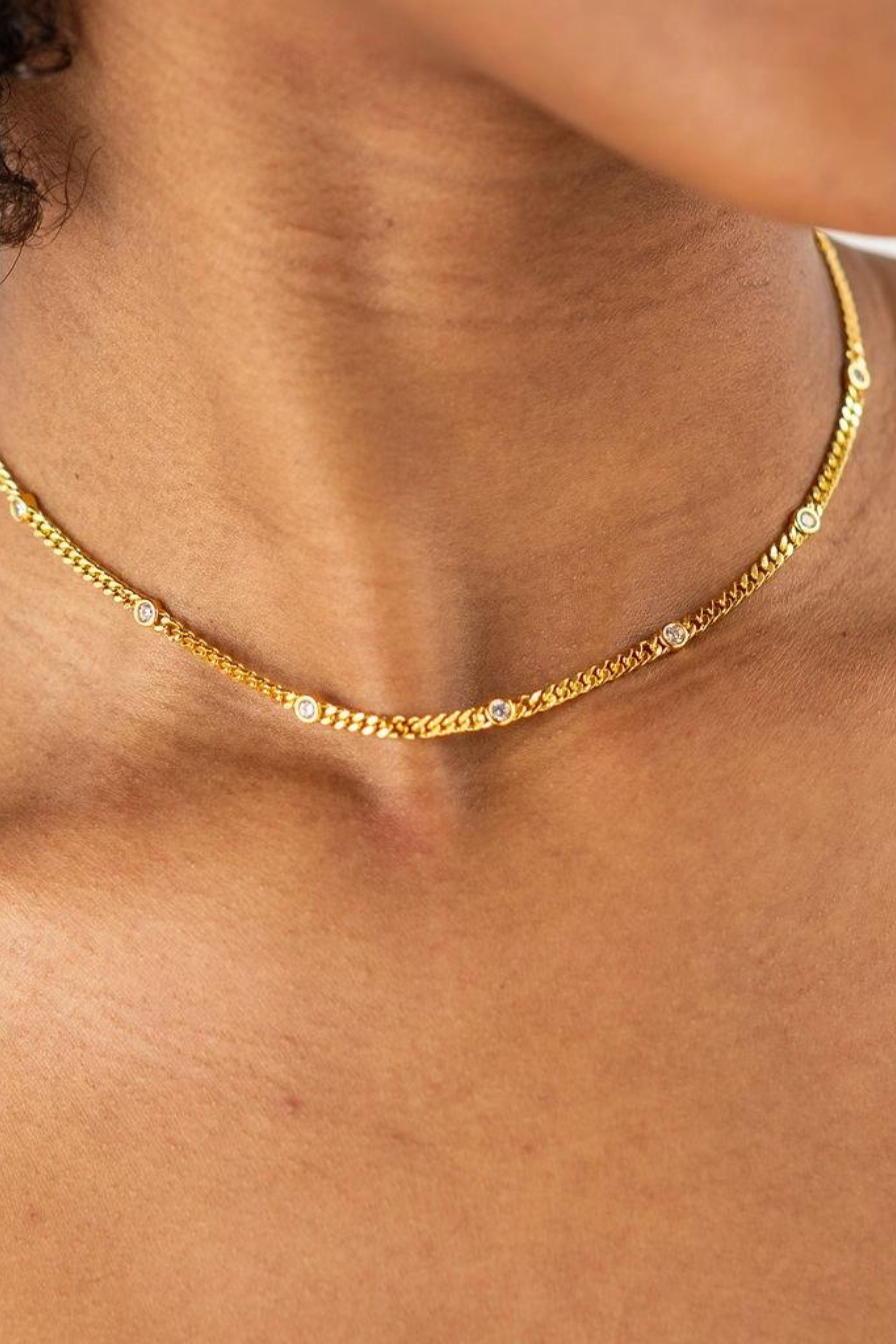 18K Gold CZ Dainty Choker