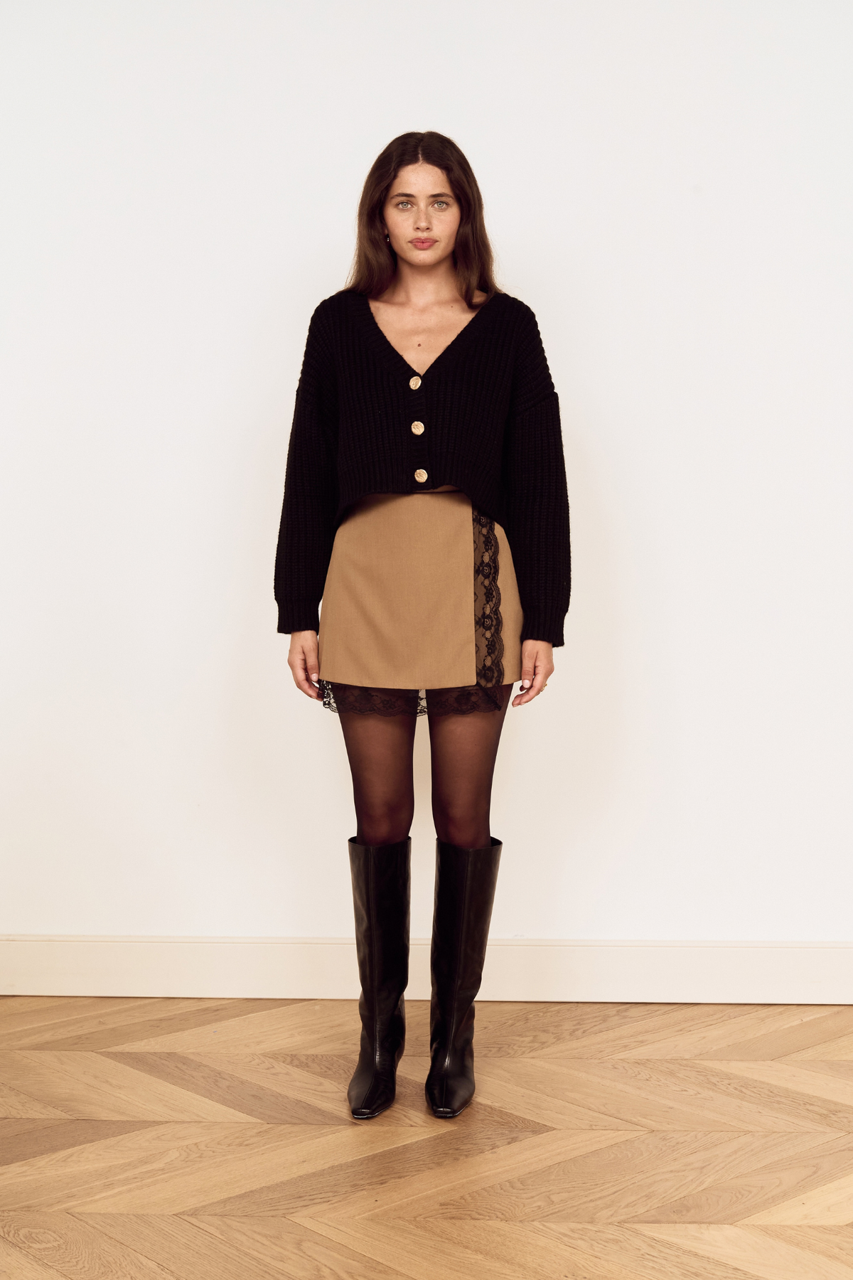 Lumen Black Crop Cardigan